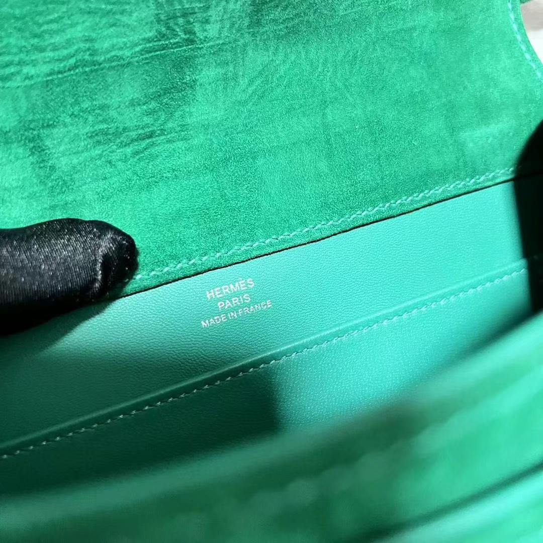 Hermès（爱马仕）Constance 康康 麂皮 Suede U4 丝绒绿 银扣 19cm 全手工蜡线缝制 Phw