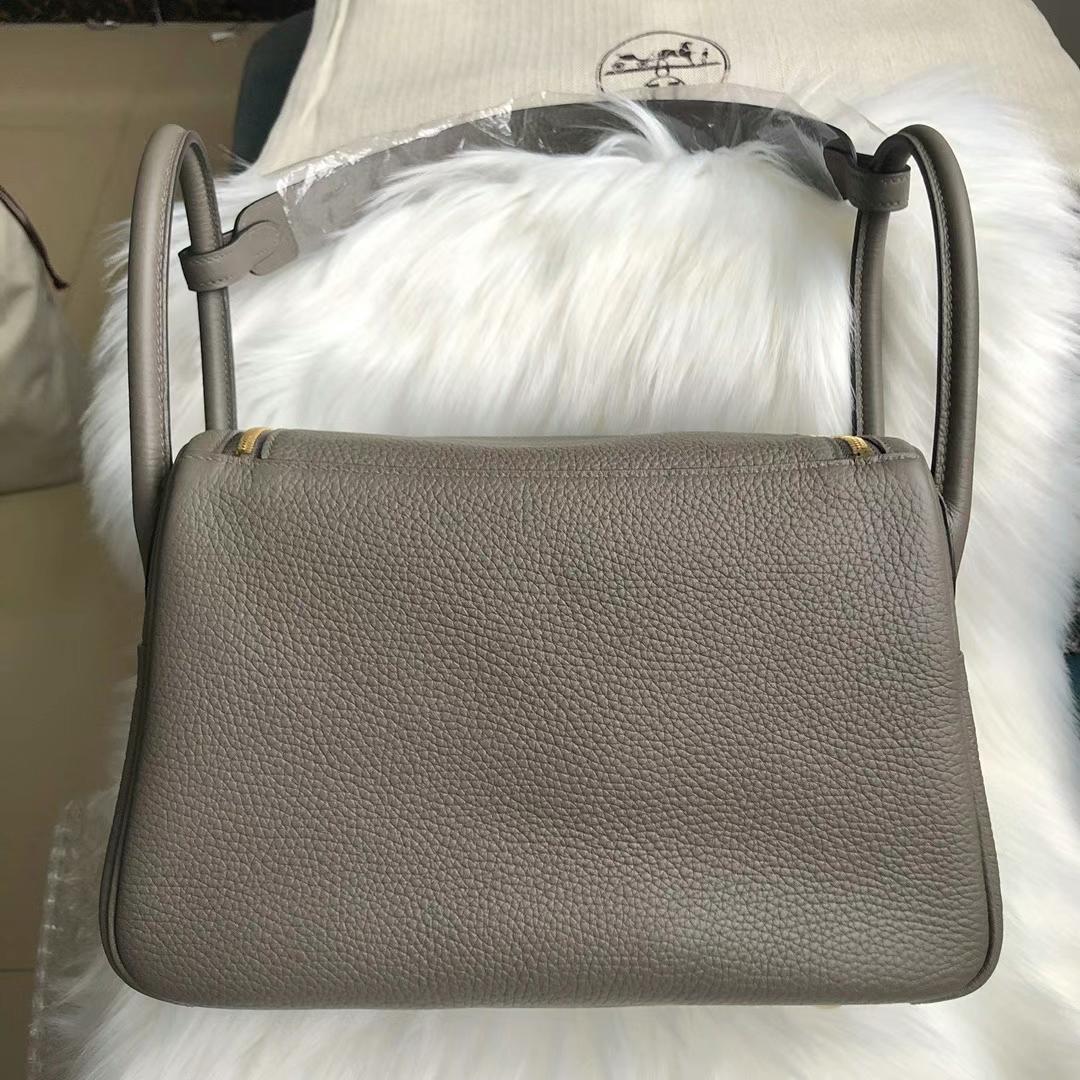 Hermès（爱马仕）Lindy 琳迪包 Clemence（原厂tc皮）8F 锡器灰 金扣 26cm 全手工蜡线缝制
