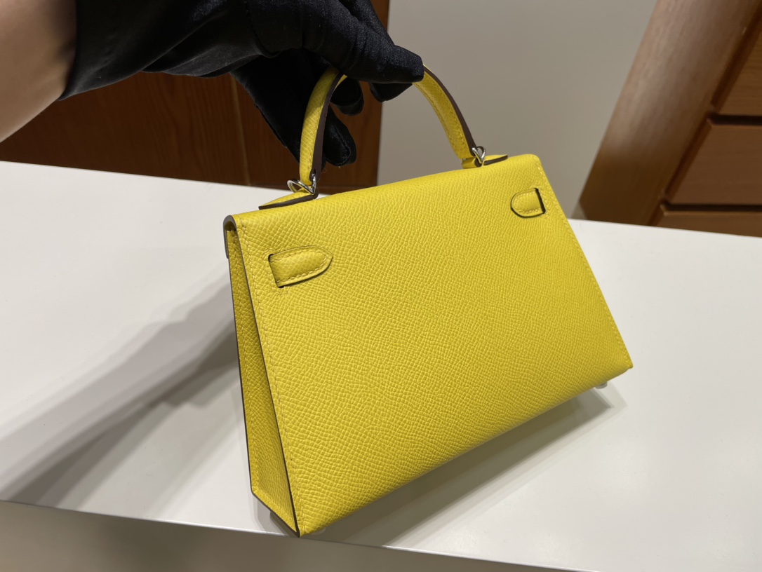 Hermès（爱马仕）Mini kelly 迷你凯莉 Epsom 9o 那不勒斯黄 银扣 phw 顶级手缝 19cm
