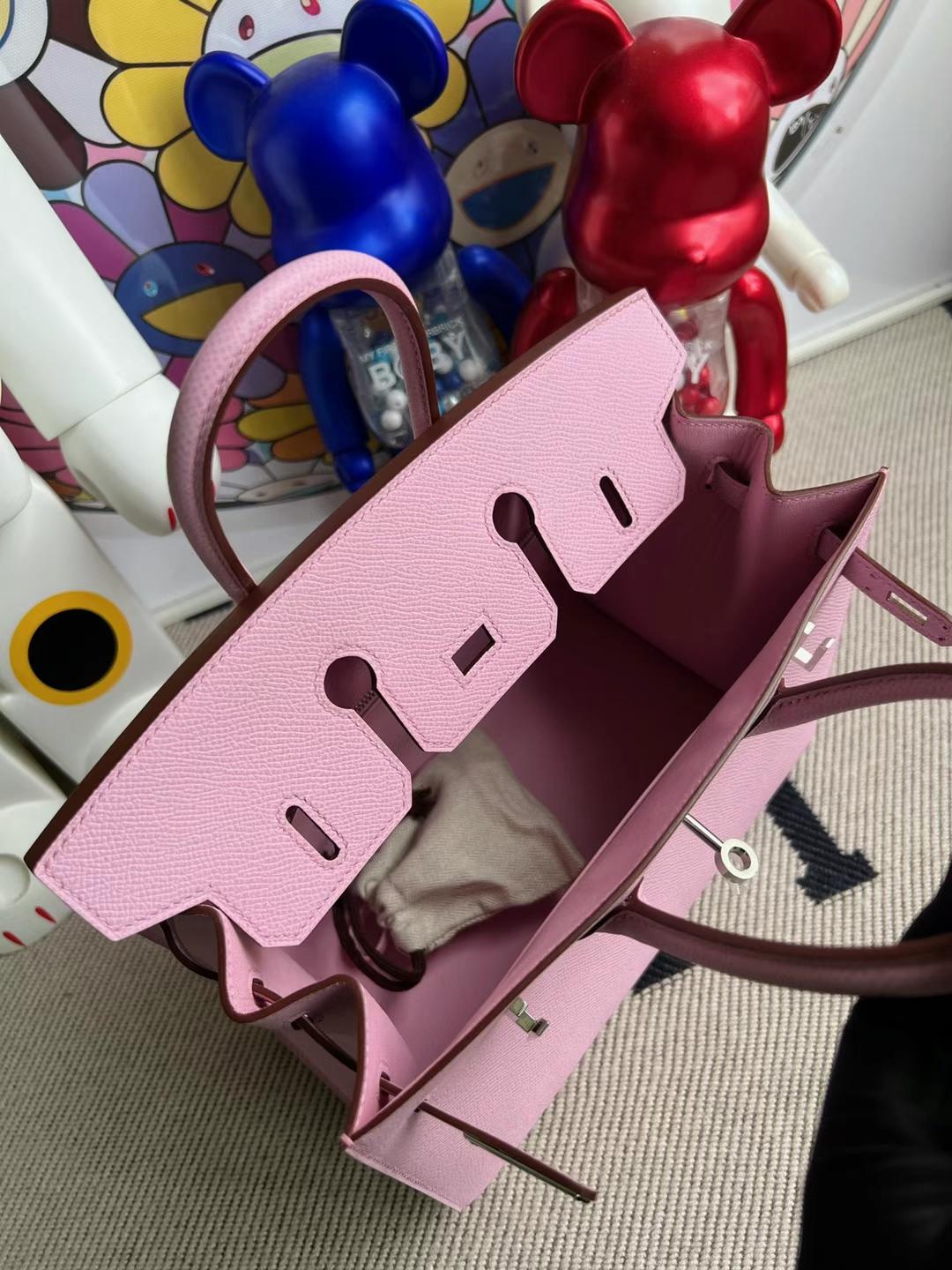 Hermès（爱马仕）Birkin Sellier Epsom 外缝 X9 锦葵紫 银扣 25cm 全手工蜡线缝制 Phw