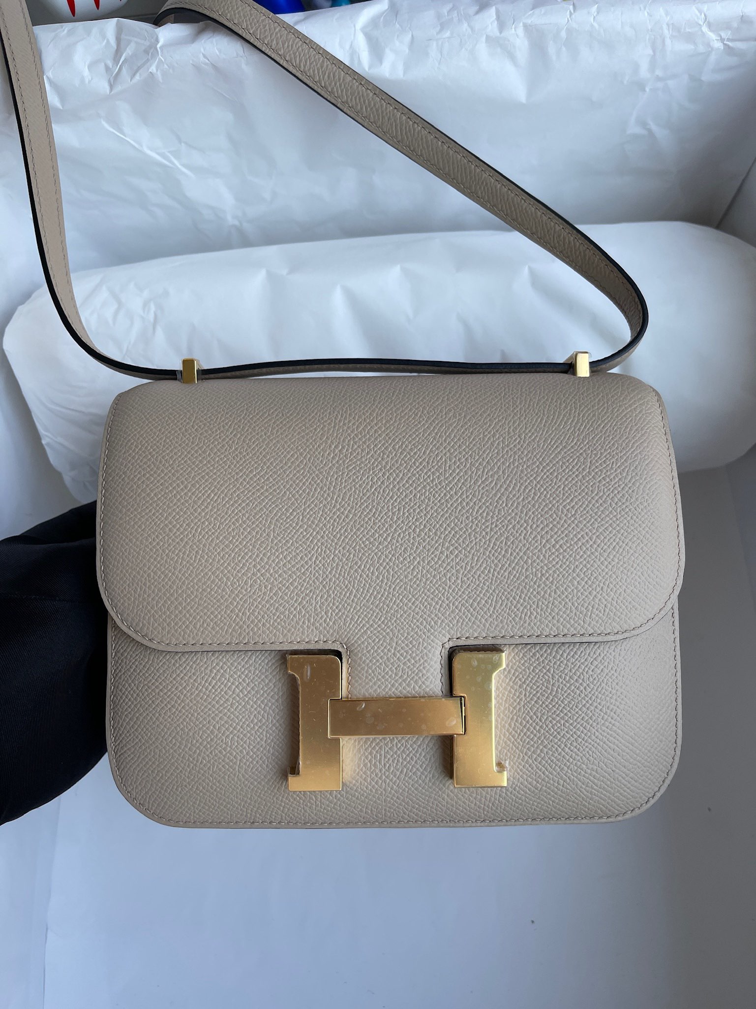 Hermès（爱马仕）Constance 康康 Epsom 原厂掌纹皮 S2 风衣灰 Trench 金扣 GHW 18cm 顶级手缝