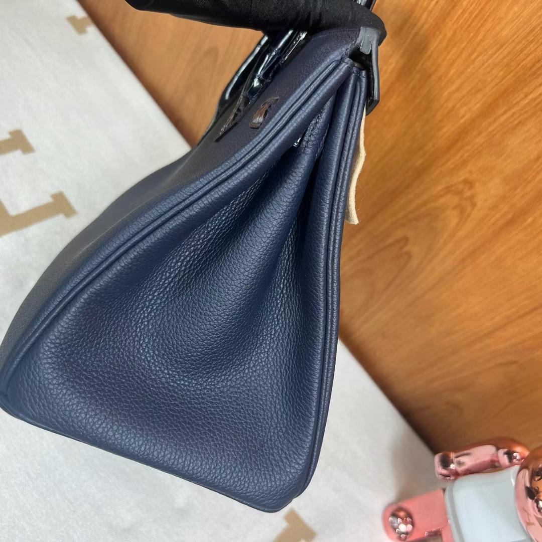 Hermès（爱马仕）Birkin 铂金包 Touch Togo皮 拼 亮面尼罗 2Z 午夜蓝 拼 深海蓝  金扣 30cm