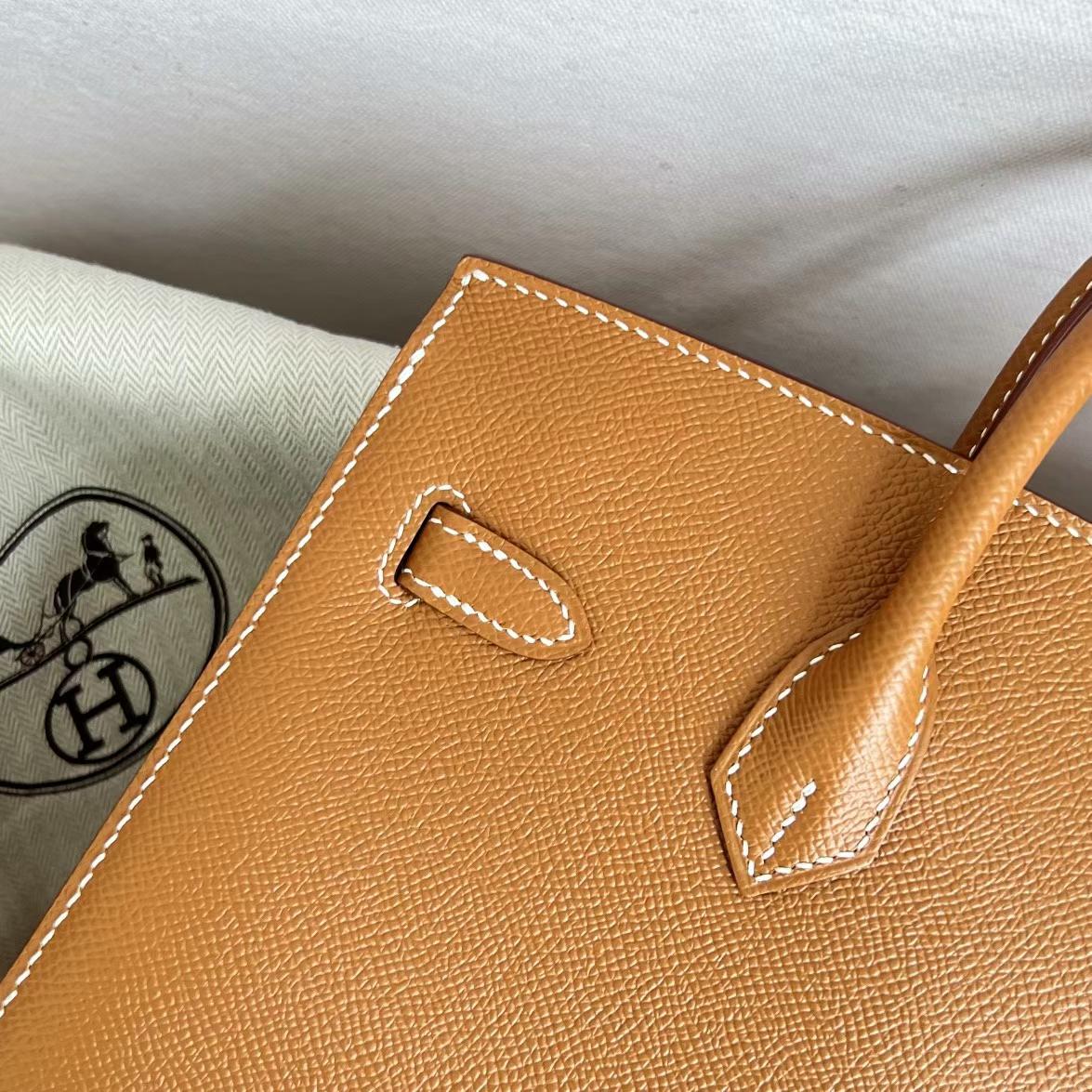 Hermès（爱马仕）Birkin 铂金包 Epsom Sellier Ck37 金棕色 金扣 GHW 25cm 全手工蜡线缝制