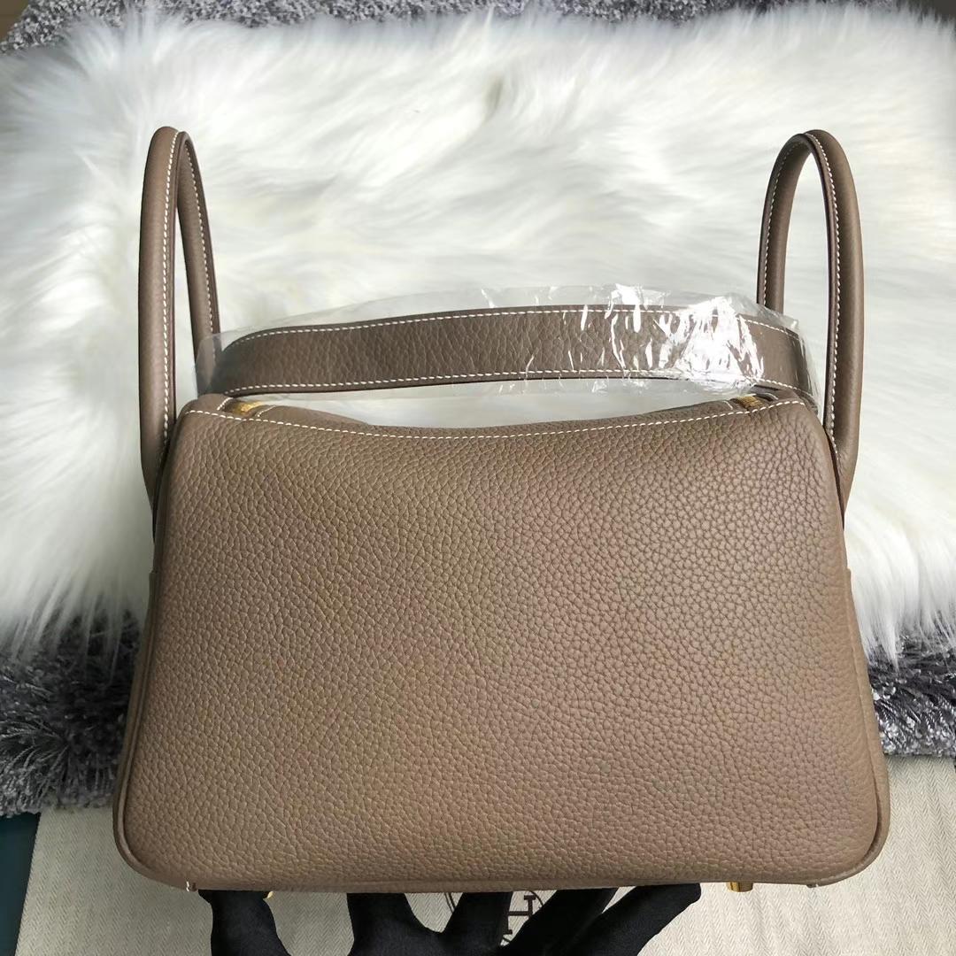 Hermès（爱马仕）Lindy 琳迪包 Clemence（原厂tc皮）Ck18 大象灰 金扣 26cm 全手工蜡线缝制
