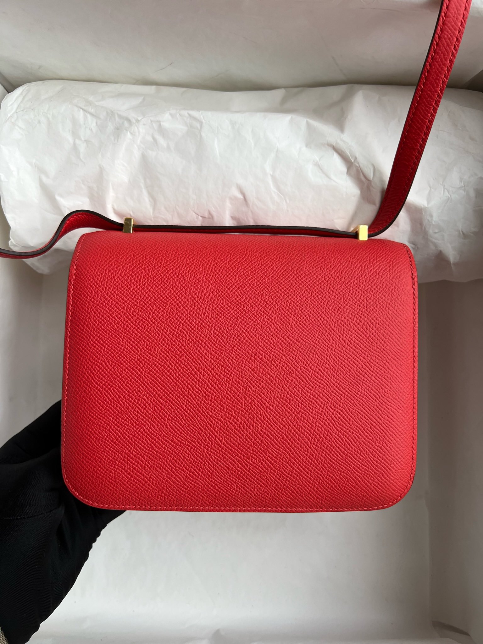 Hermès（爱马仕）Constance 空姐包 Epsom 原厂掌纹皮 T5 蜜桃粉 金扣 GHW 18cm 顶级手缝