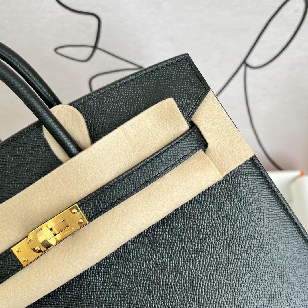 Hermès（爱马仕）Birkin 铂金包 Epsom Sellier Ck89 黑色 金扣 GHW 25cm 全手工蜡线缝制