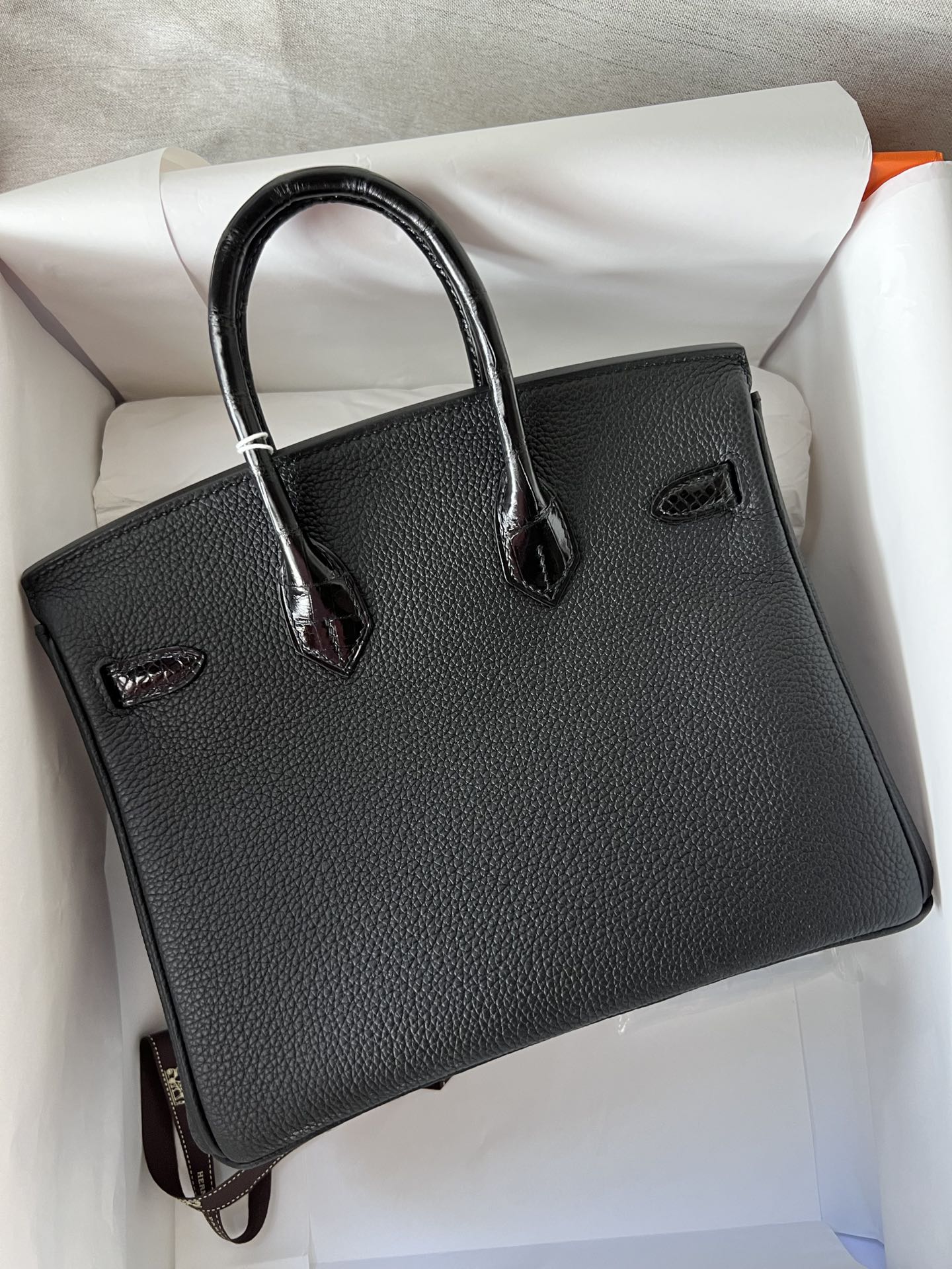 Hermès（爱马仕）Birkin Touch ck89 黑色 Noir crocodile shiny 亮面鳄鱼 金扣 GHW 25cm