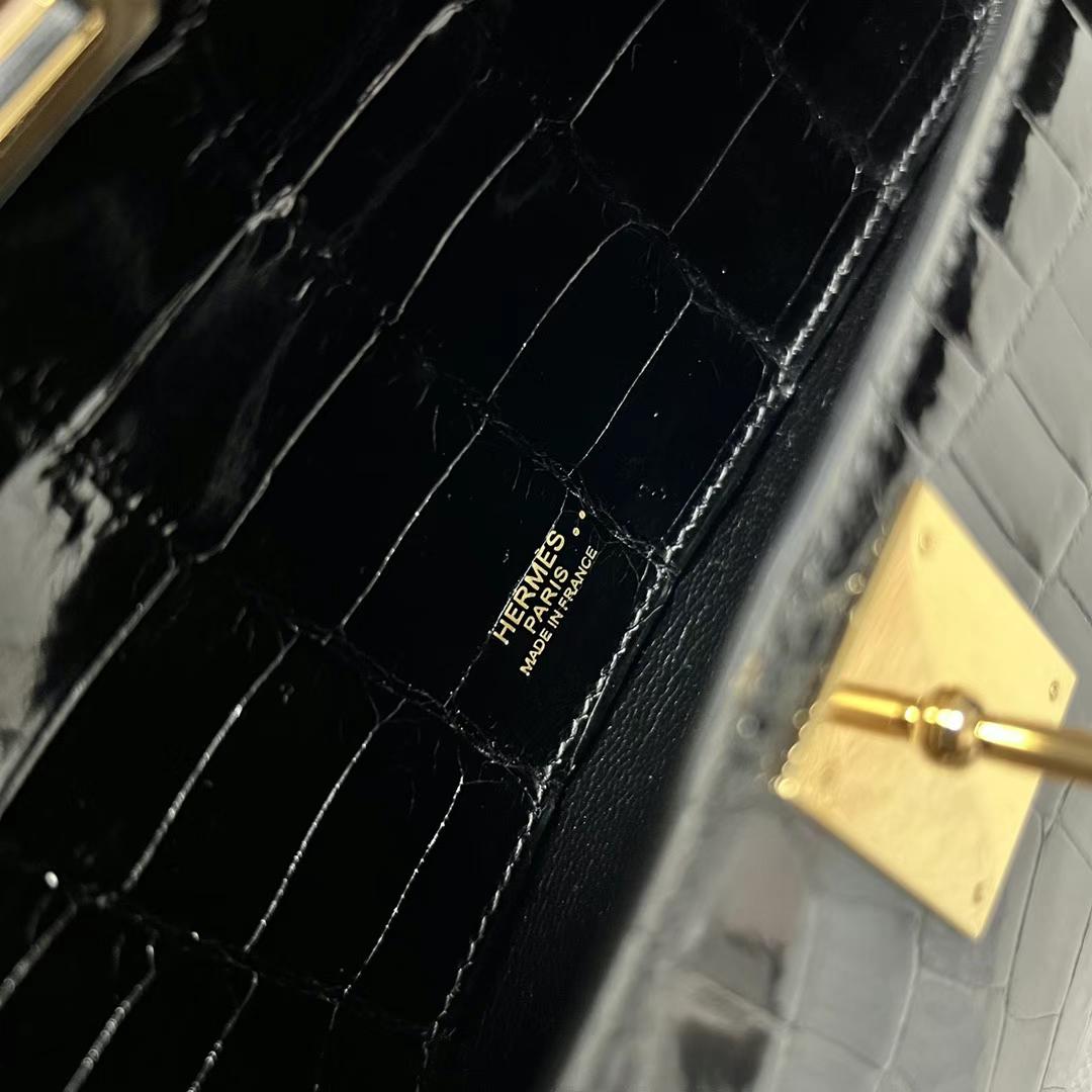 Hermès（爱马仕）Kelly cut 亮面尼罗鳄鱼 Ck89 黑色 金扣 shiny nilo crocodile ghw 31cm