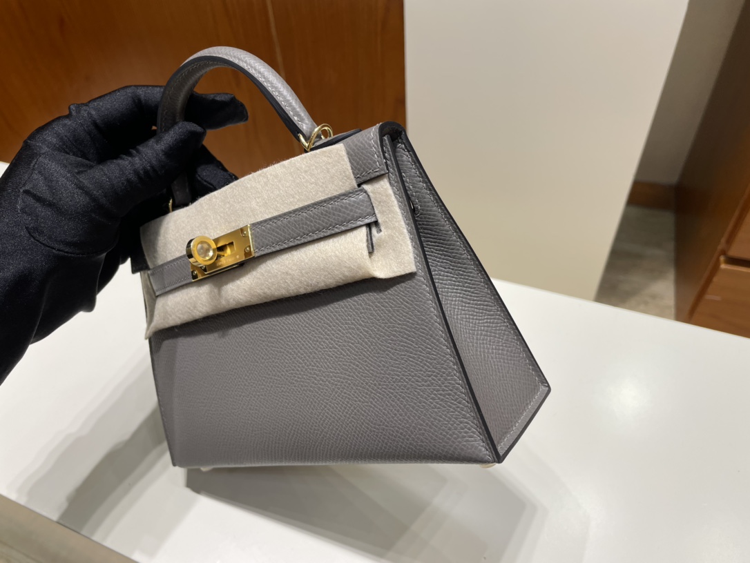 Hermès（爱马仕）Mini kelly ll Epsom 原厂掌纹皮 0L 积雨云灰 gris meyer 金扣 GHW 19cm 顶级手缝