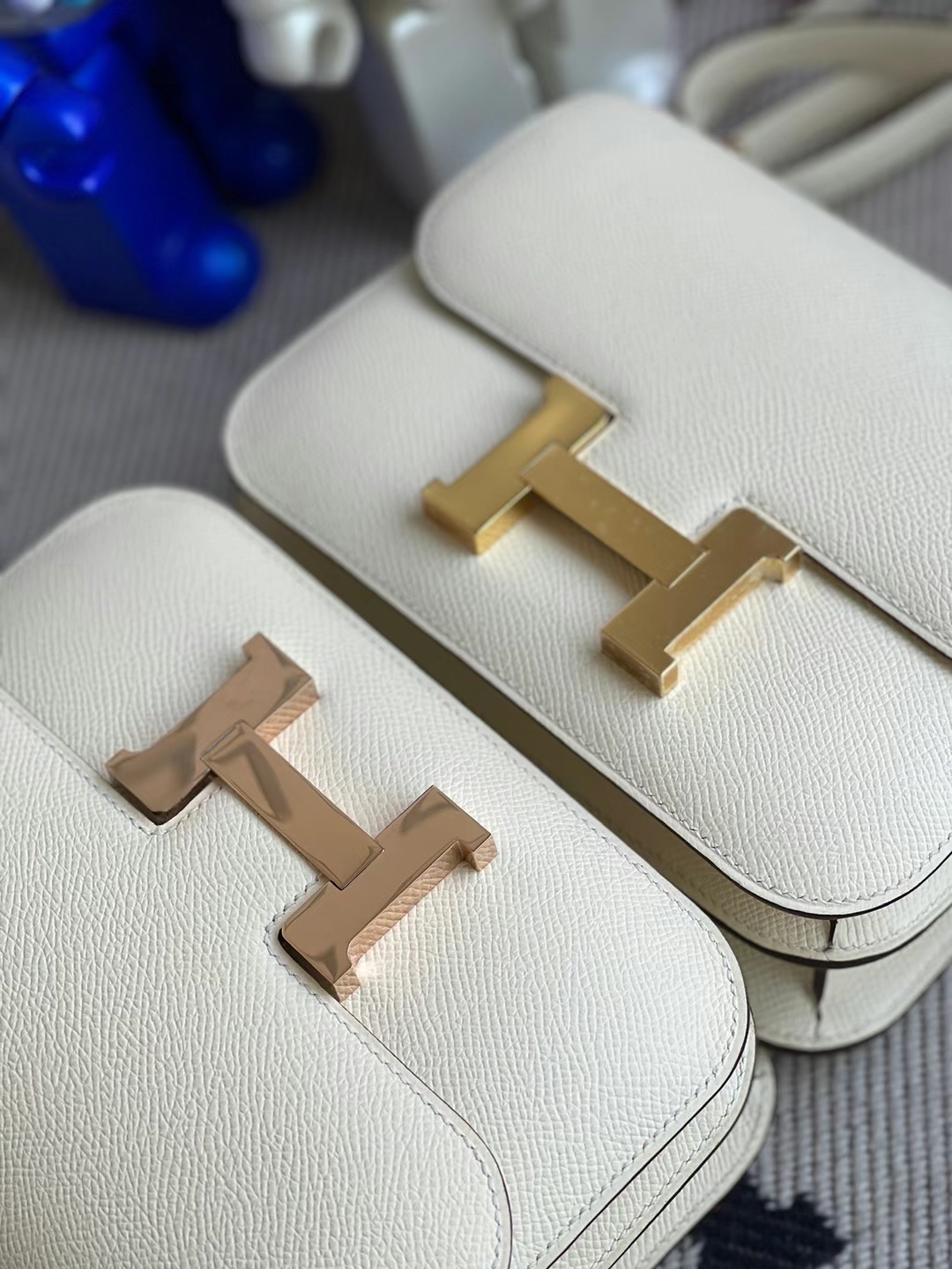 Hermès（爱马仕）Constance 康康 Epsom i2 奶油白 玫瑰金扣 19cm 全手工蜡线缝制