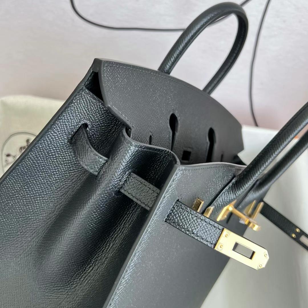 Hermès（爱马仕）Birkin 铂金包 Epsom Sellier Ck89 黑色 金扣 GHW 25cm 全手工蜡线缝制