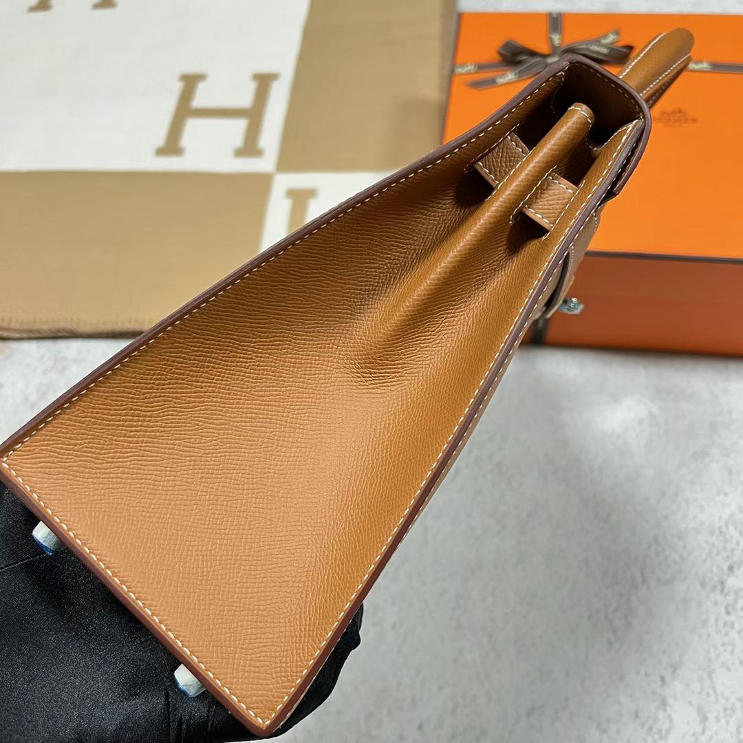 Hermès（爱马仕）Kelly 凯莉包 Epsom Ck37 金棕色 金扣 32cm 全手工蜡线缝制 Ghw