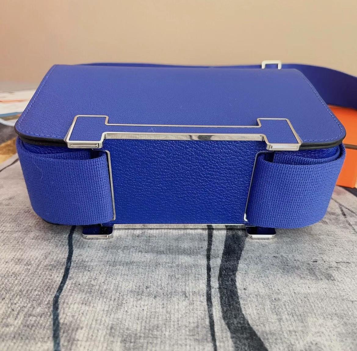 Hermès（爱马仕）Geta 木屐包 Chevre 7T 电光蓝 银扣 20cm 可预定