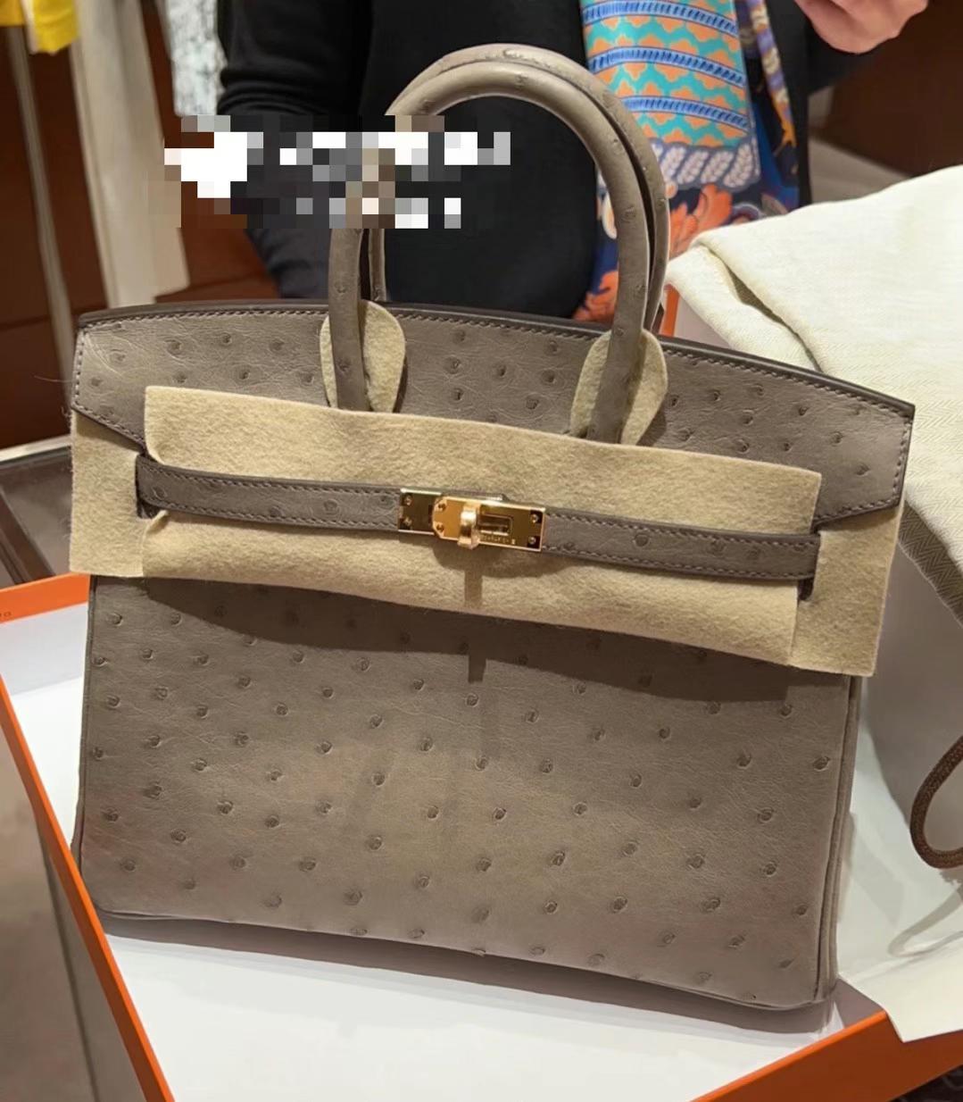 Hermès（爱马仕）Birkin 铂金包 Ostrich Ck81 斑鸠灰 金扣 25cm