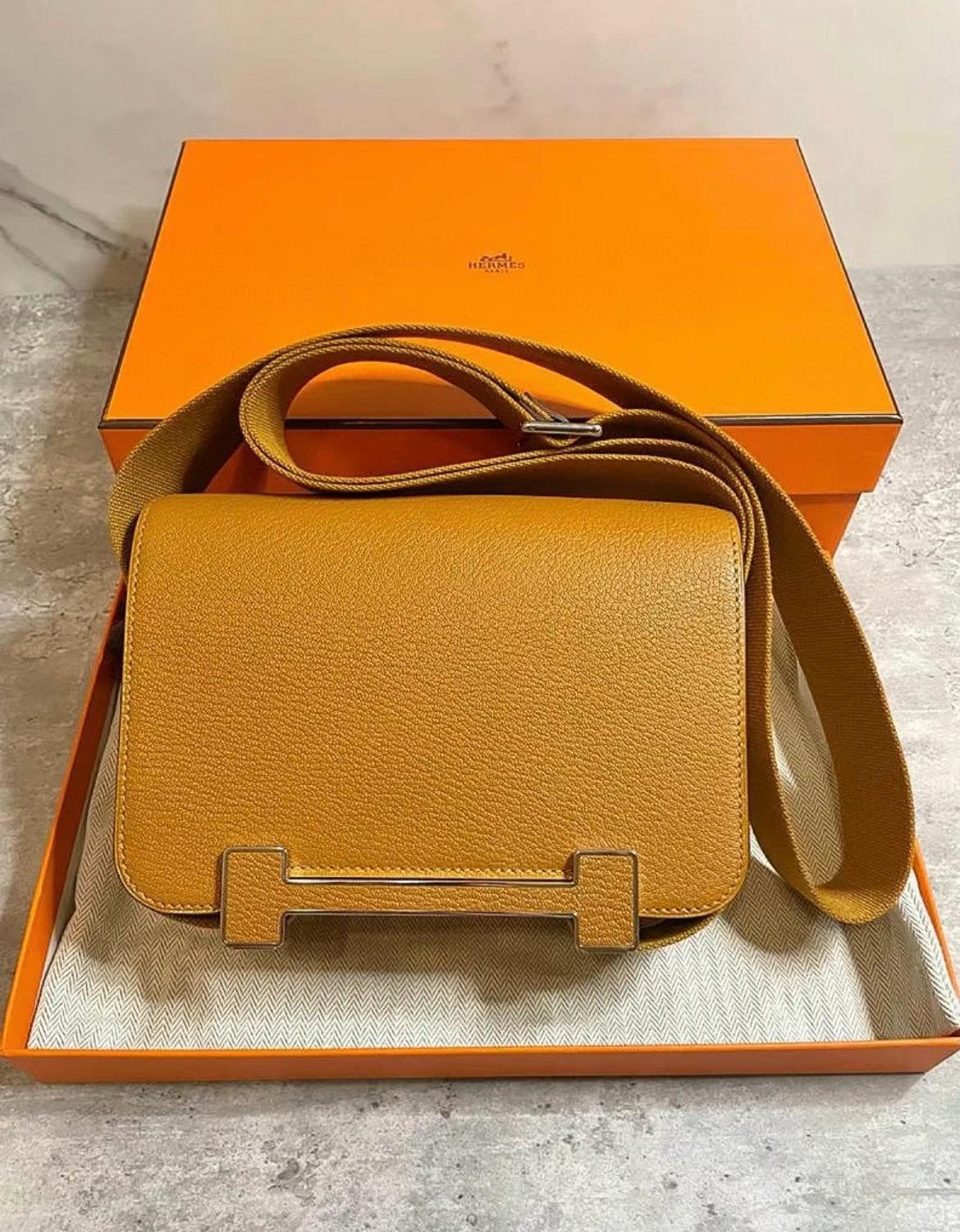 Hermès（爱马仕）Geta 木屐包 Chevre A1 焦糖色 金扣 20cm 可预定