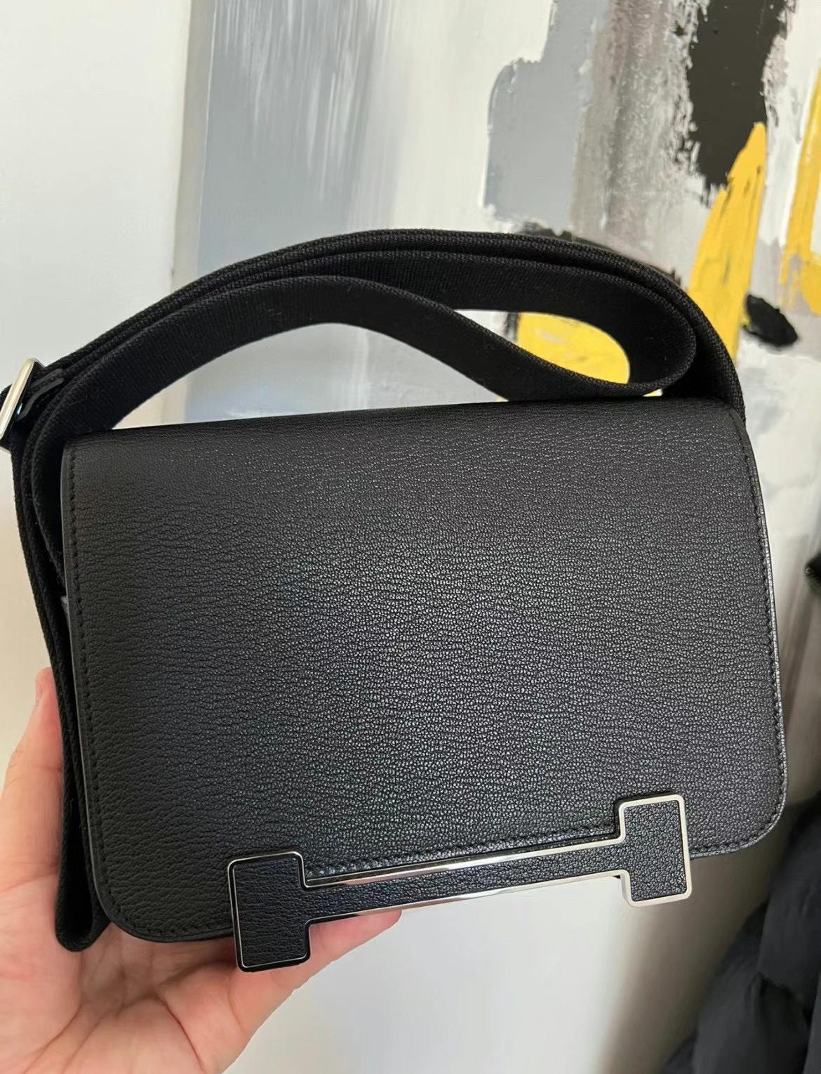 Hermès（爱马仕）Geta 木屐包 Chevre ck89 黑色 银扣 20cm 可预定