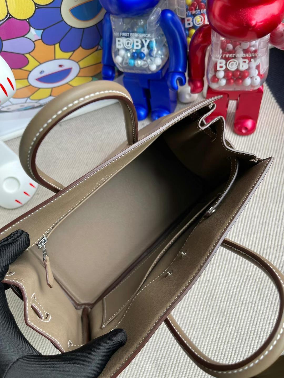 Hermès（爱马仕）Birkin Shadow 幻影包 Swift 大象灰 银扣 25cm