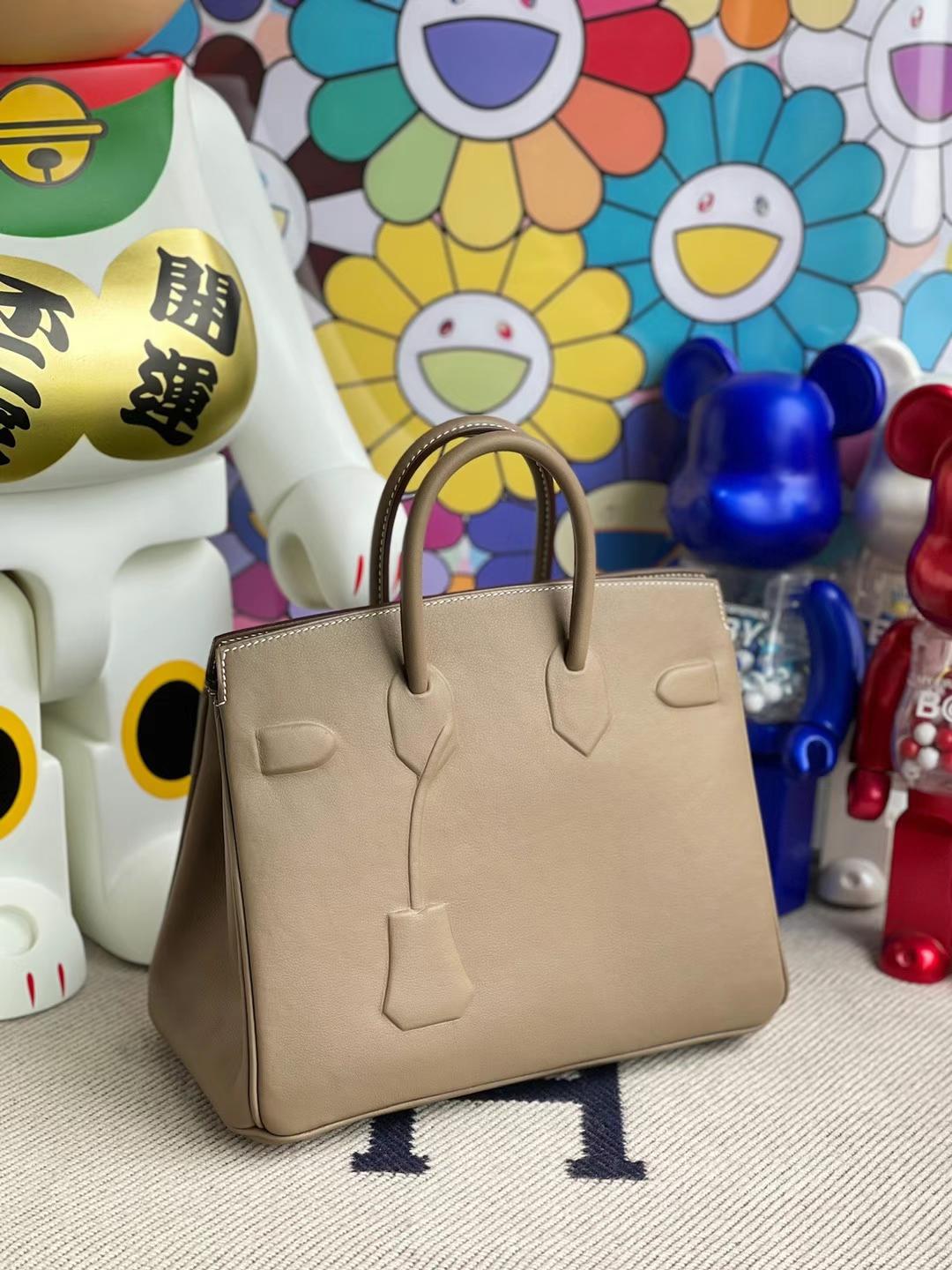 Hermès（爱马仕）Birkin Shadow 幻影包 Swift 大象灰 银扣 25cm