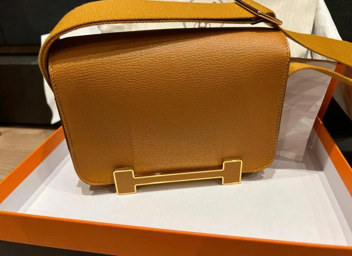 Hermès（爱马仕）Geta 木屐包 Chevre A1 焦糖色 金扣 20cm 可预定