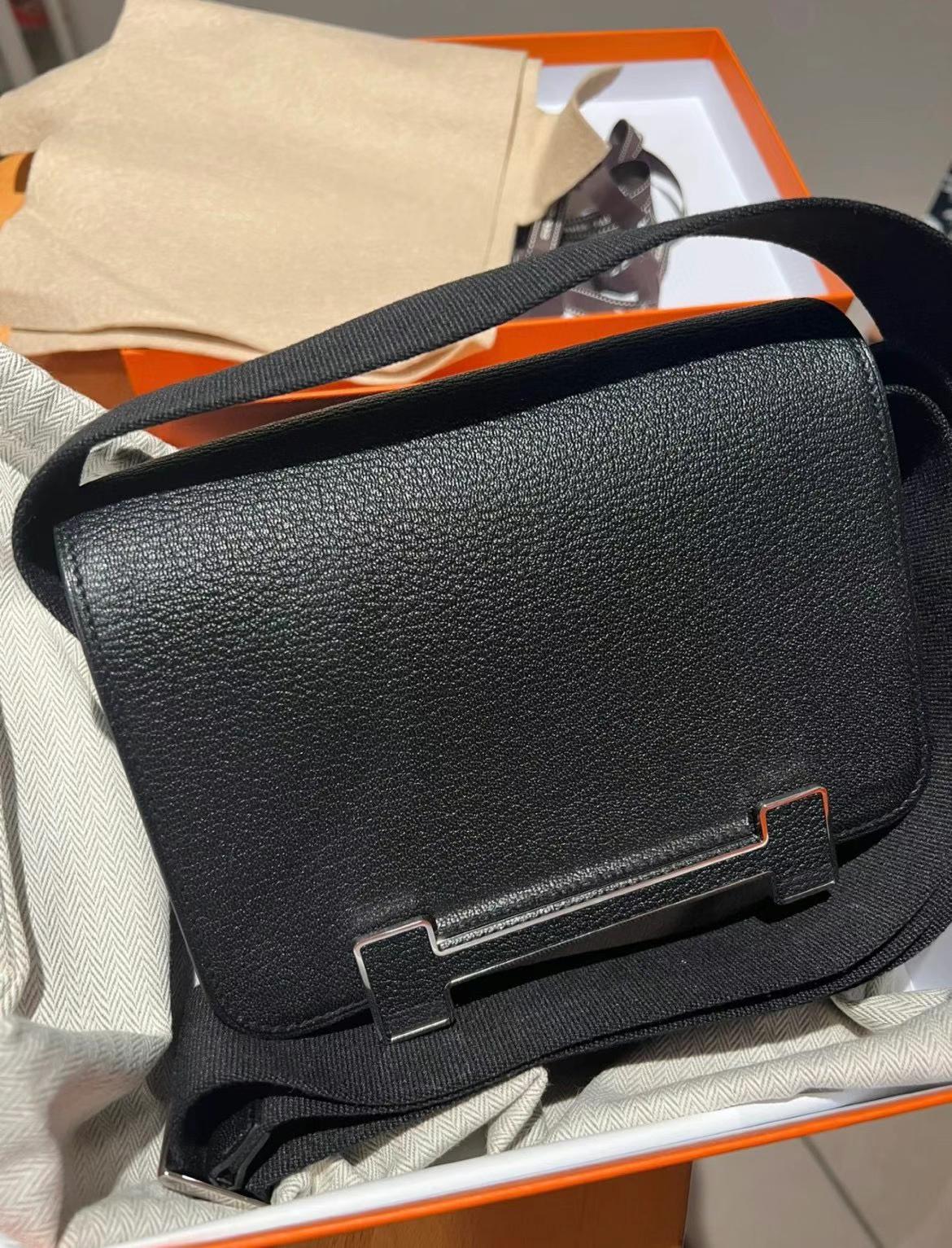 Hermès（爱马仕）Geta 木屐包 Chevre ck89 黑色 银扣 20cm 可预定