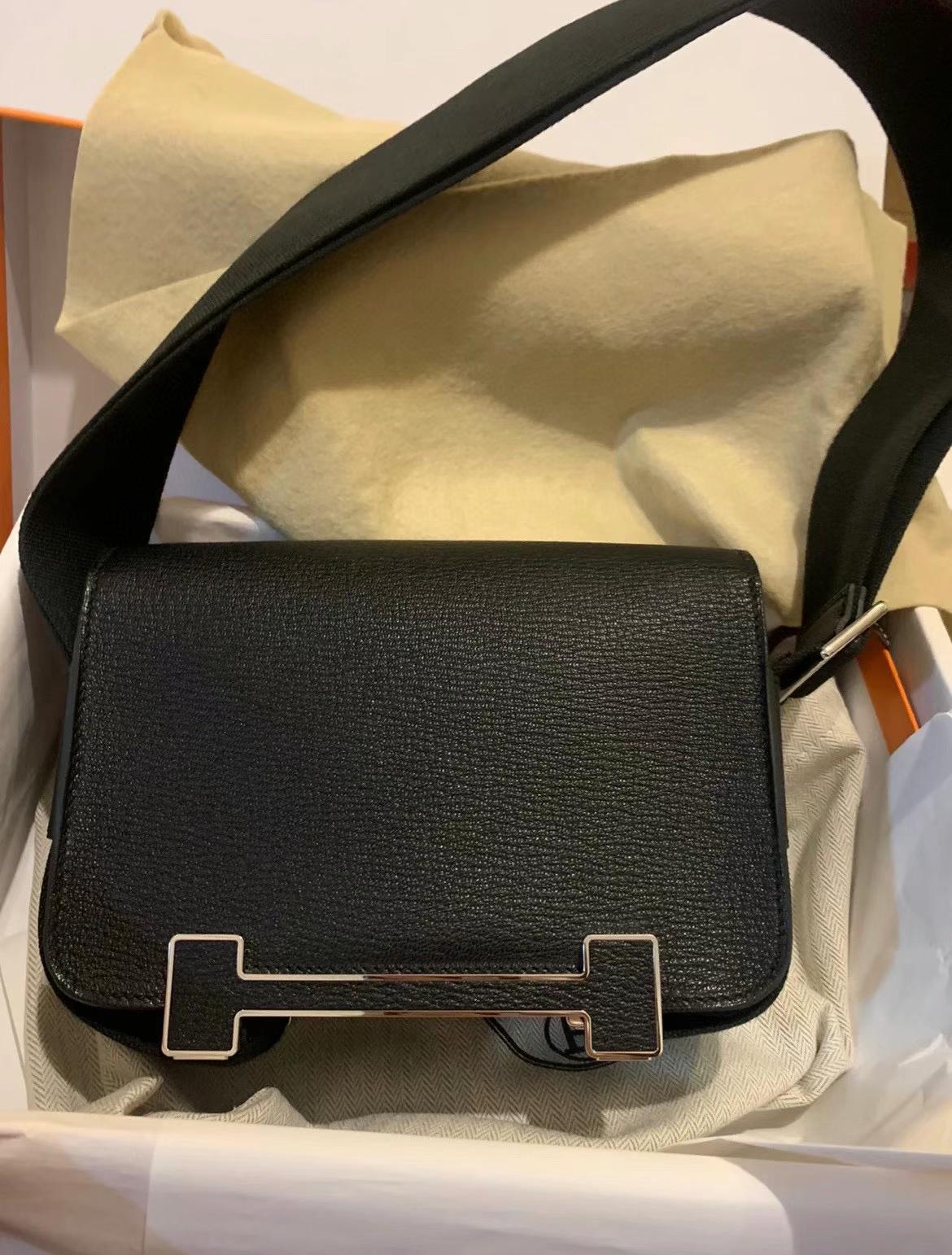 Hermès（爱马仕）Geta 木屐包 Chevre ck89 黑色 银扣 20cm 可预定