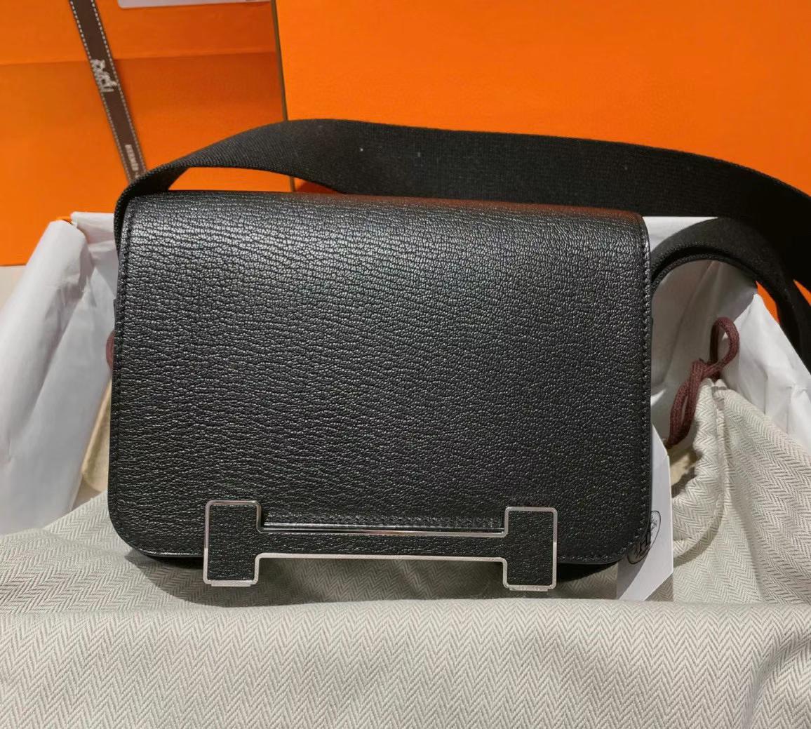 Hermès（爱马仕）Geta 木屐包 Chevre ck89 黑色 银扣 20cm 可预定