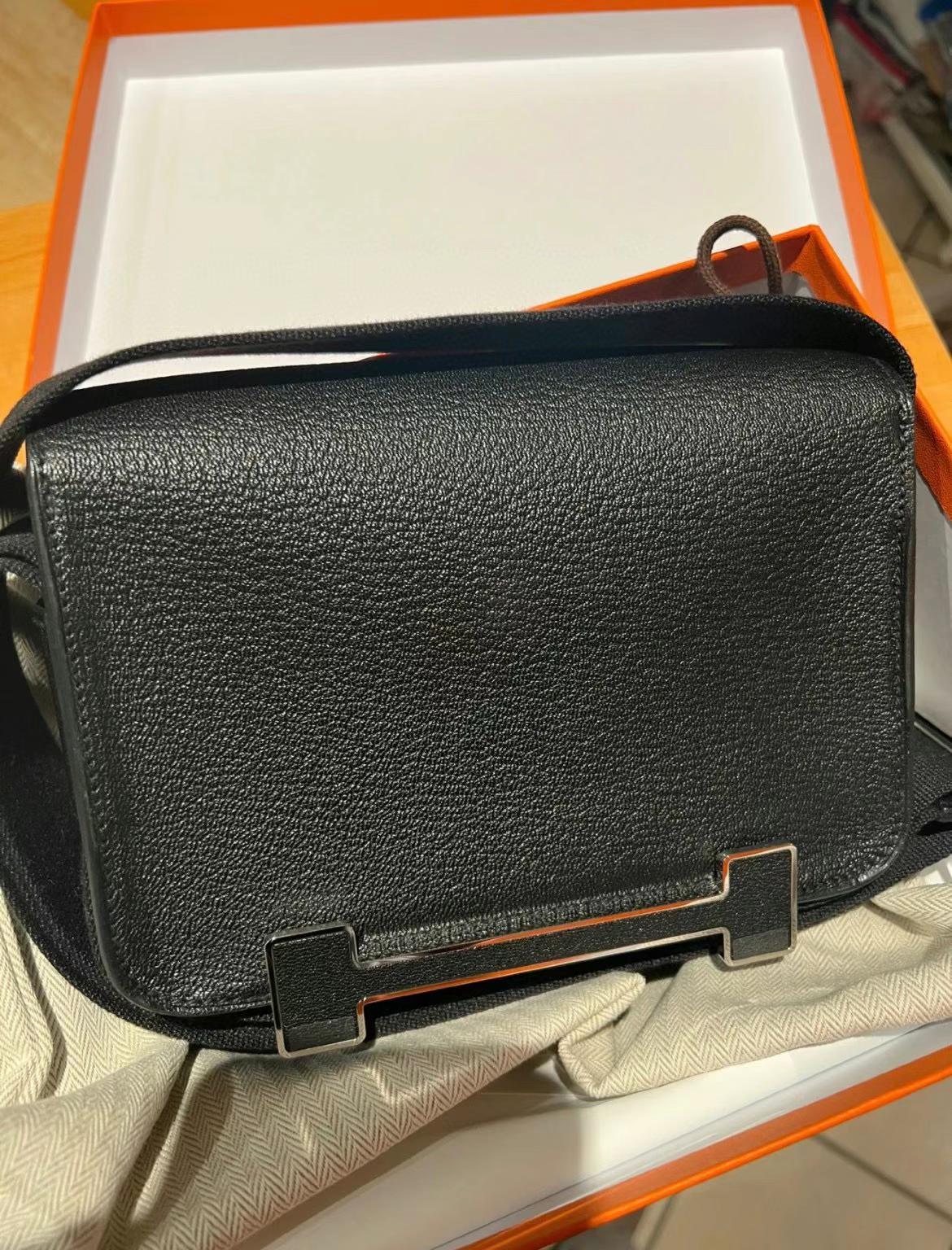 Hermès（爱马仕）Geta 木屐包 Chevre ck89 黑色 银扣 20cm 可预定