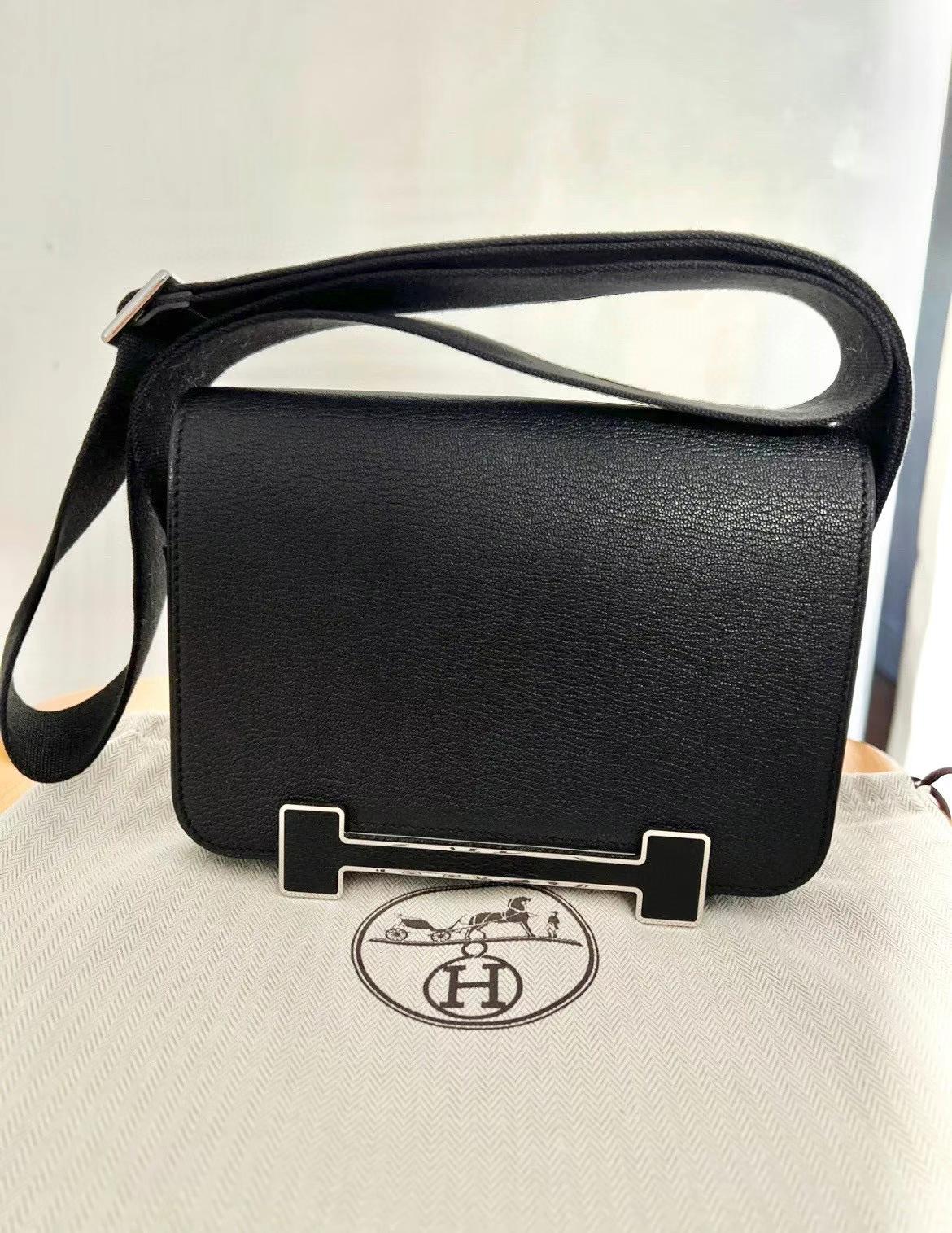 Hermès（爱马仕）Geta 木屐包 Chevre ck89 黑色 银扣 20cm 可预定