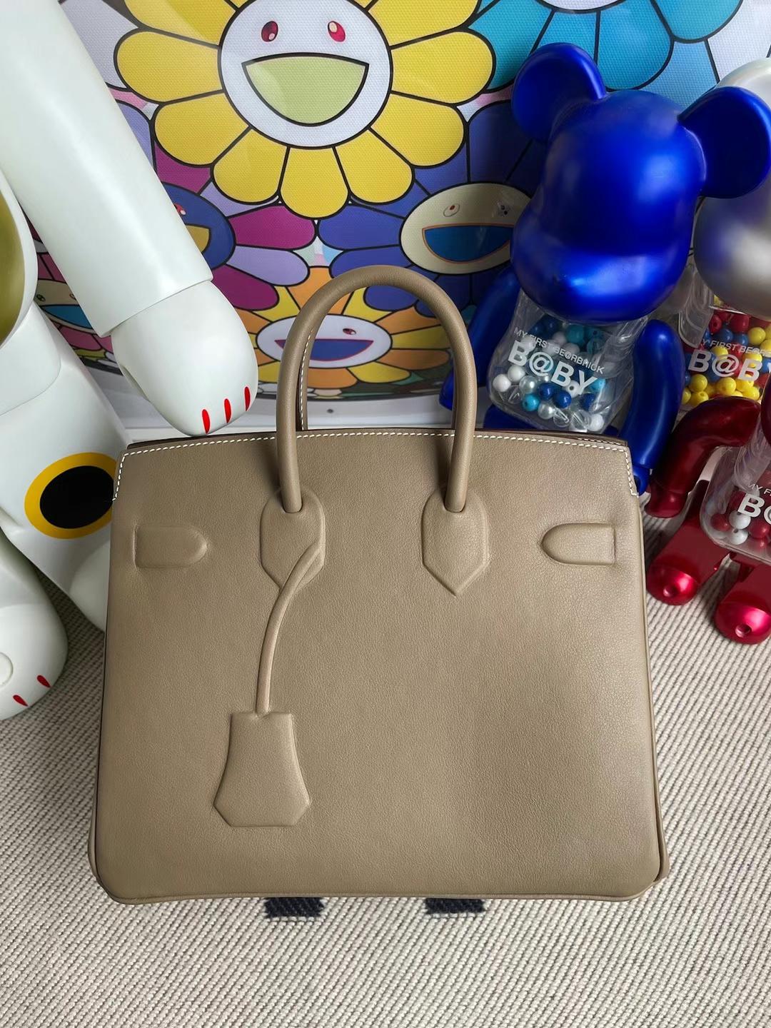 Hermès（爱马仕）Birkin Shadow 幻影包 Swift 大象灰 银扣 25cm