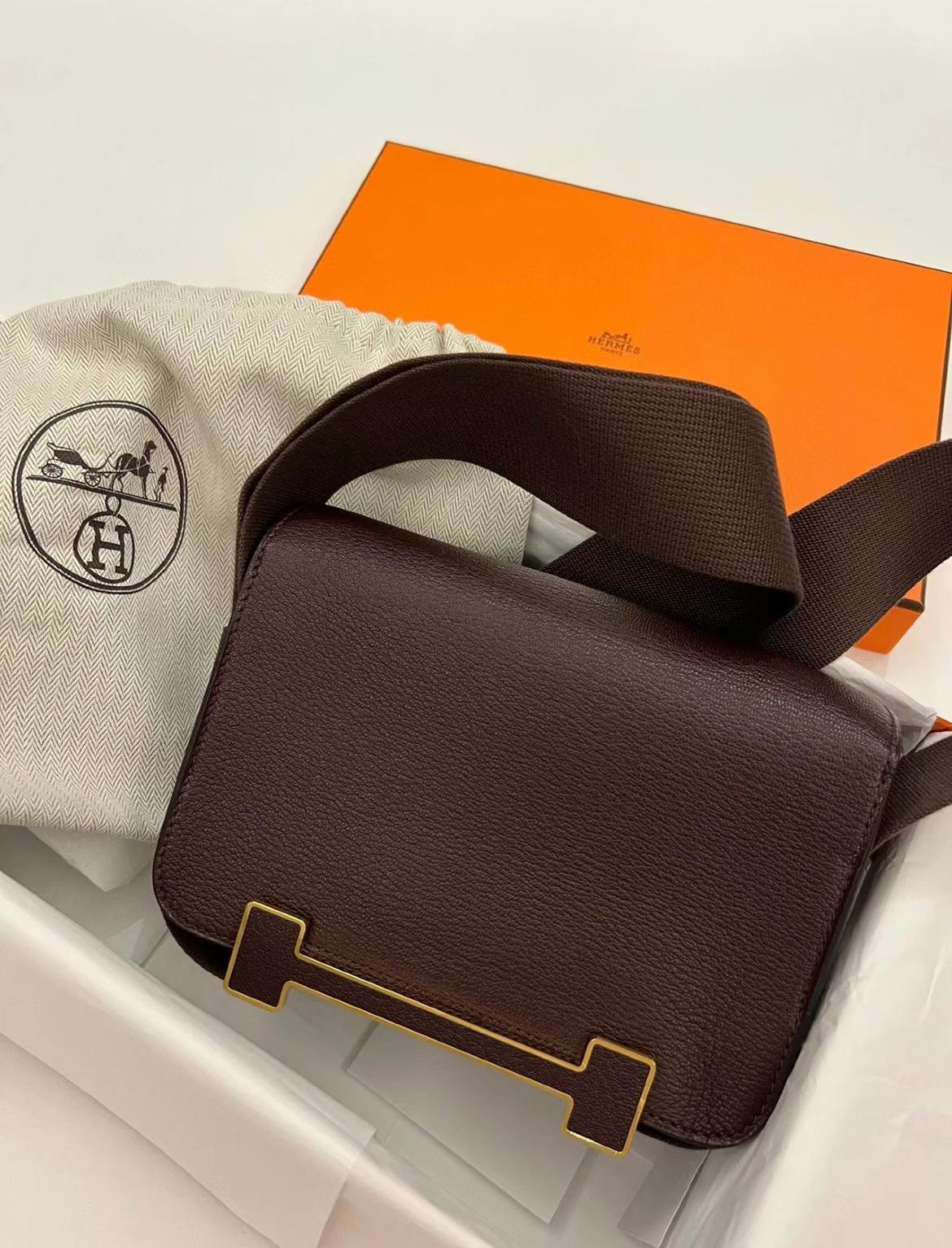 Hermès（爱马仕）Geta 木屐包 Chevre 0G 马鞍红 金扣 20cm 可预定