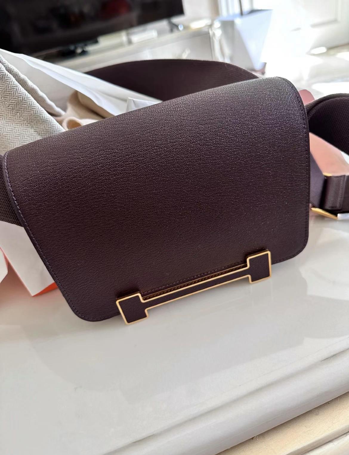 Hermès（爱马仕）Geta 木屐包 Chevre 0G 马鞍红 金扣 20cm 可预定