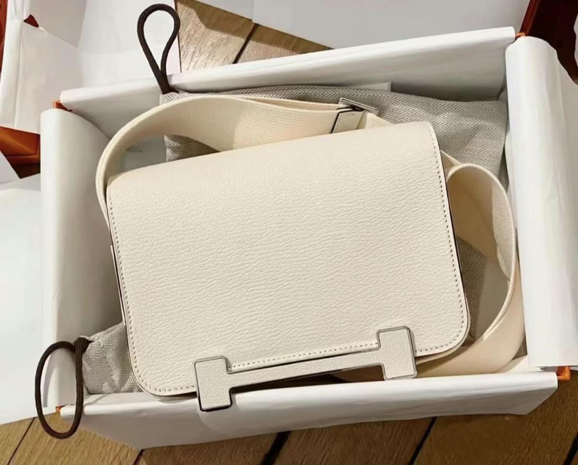 Hermès（爱马仕）Geta 木屐包 Chevre i2 奶油白 银扣 20cm 可预定