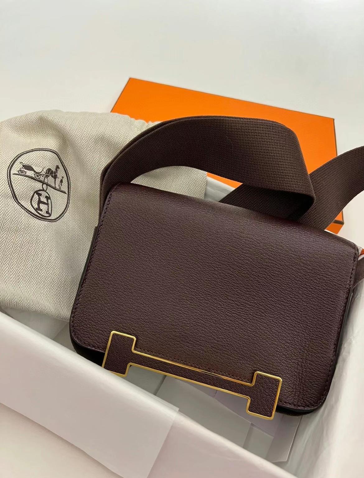 Hermès（爱马仕）Geta 木屐包 Chevre 0G 马鞍红 金扣 20cm 可预定
