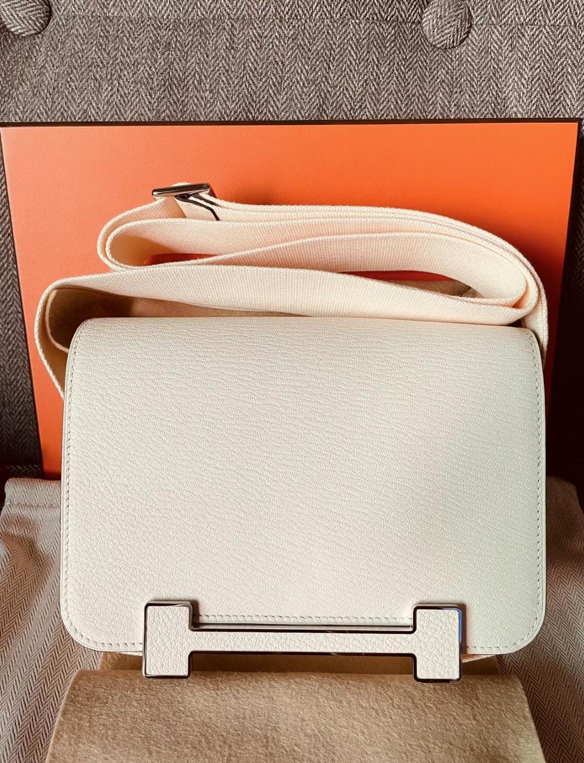 Hermès（爱马仕）Geta 木屐包 Chevre i2 奶油白 银扣 20cm 可预定