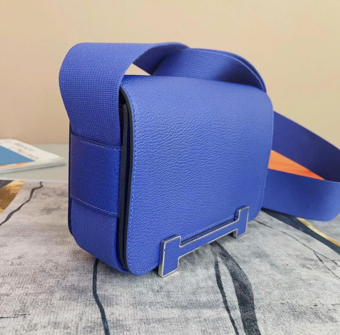 Hermès（爱马仕）Geta 木屐包 Chevre 7T 电光蓝 银扣 20cm 可预定