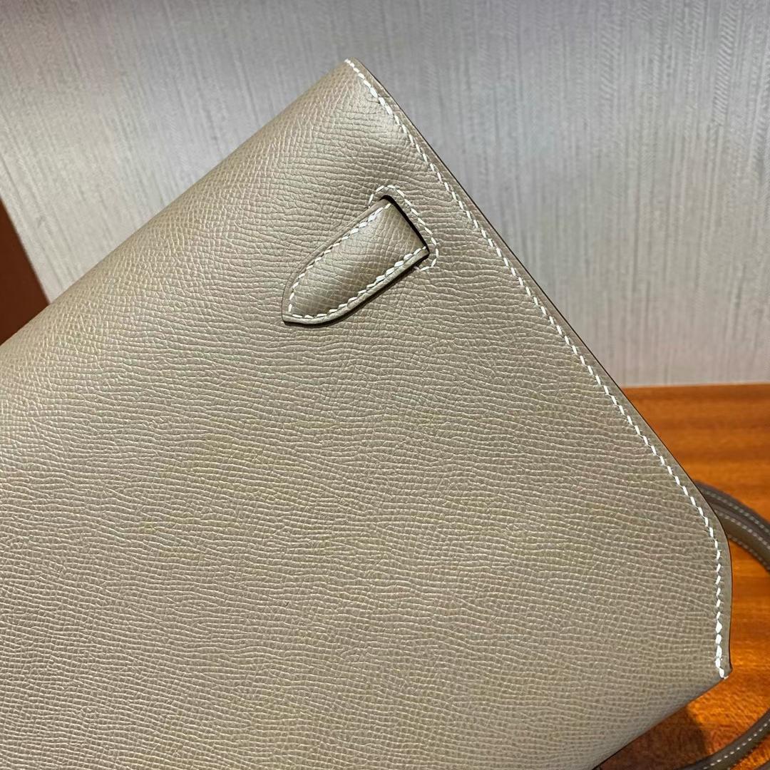 Hermès（爱马仕）Kelly depeches 手包 Epsom Ck18 大象灰 银扣 25cm 全手工蜡线缝制