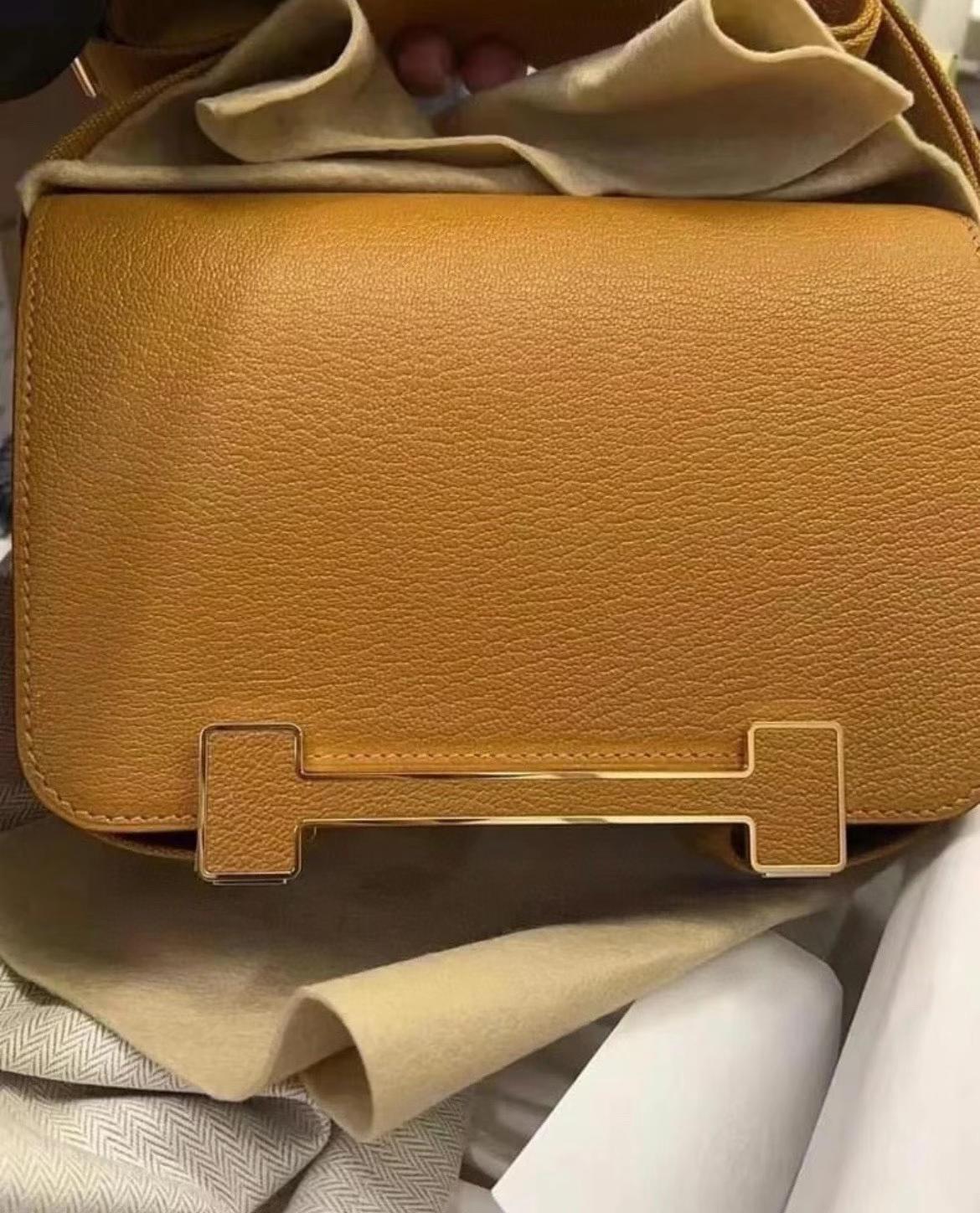 Hermès（爱马仕）Geta 木屐包 Chevre A1 焦糖色 金扣 20cm 可预定
