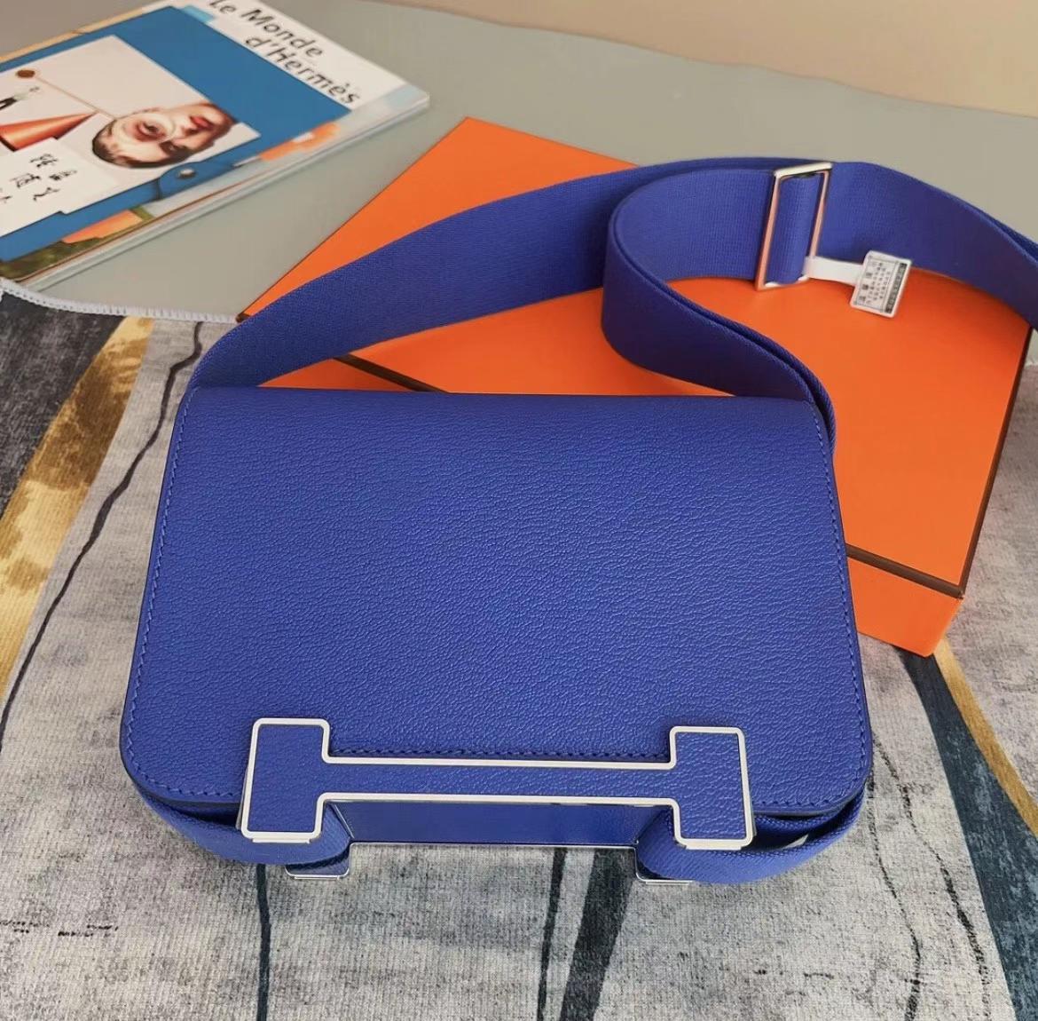 Hermès（爱马仕）Geta 木屐包 Chevre 7T 电光蓝 银扣 20cm 可预定
