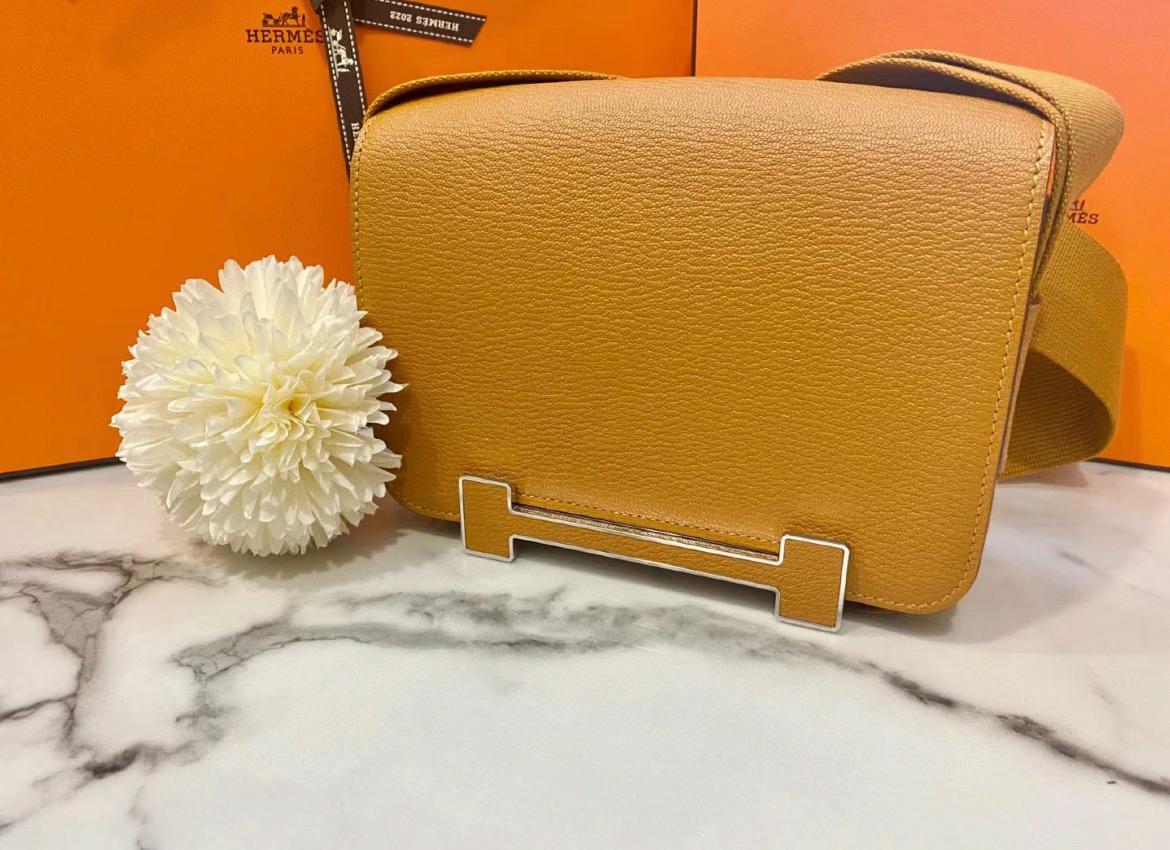 Hermès（爱马仕）Geta 木屐包 Chevre A1 焦糖色 金扣 20cm 可预定