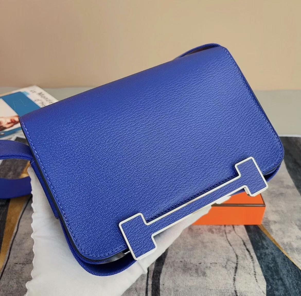 Hermès（爱马仕）Geta 木屐包 Chevre 7T 电光蓝 银扣 20cm 可预定