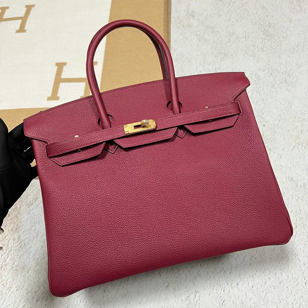 Hermès（爱马仕）Birkin 铂金包 Togo皮 K1 石榴红 金扣 35cm