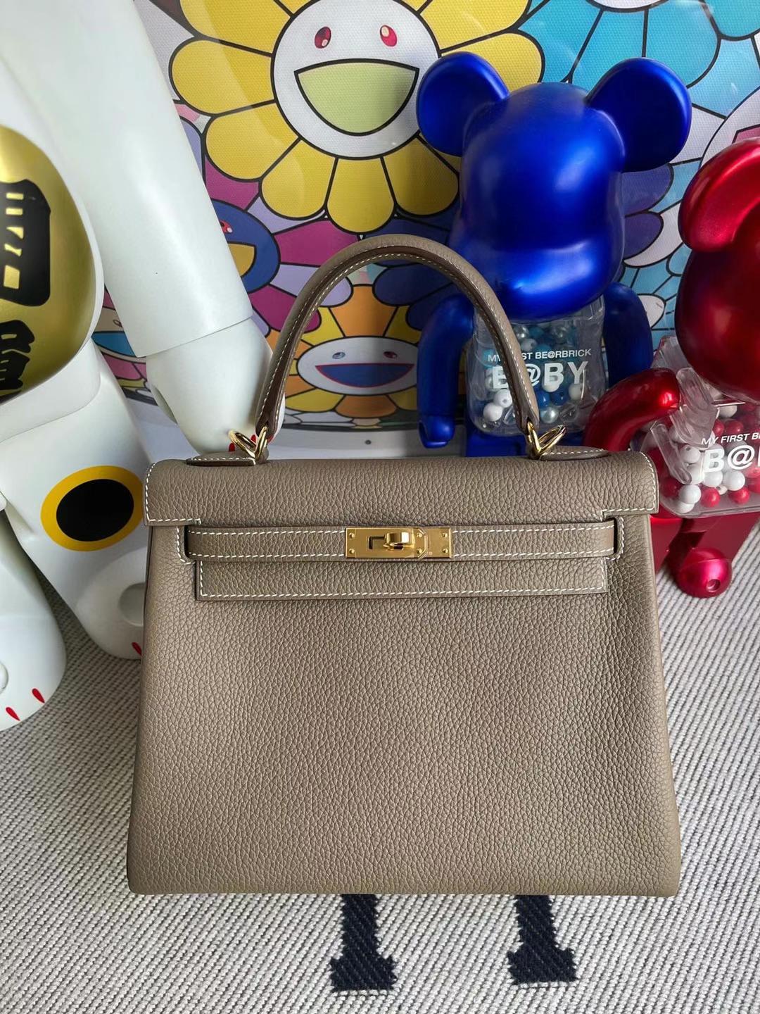 Hermès（爱马仕）Kelly 凯莉包 Togo Ck18 大象灰 Ghw 顶级工艺 全手工缝制 金扣 25cm