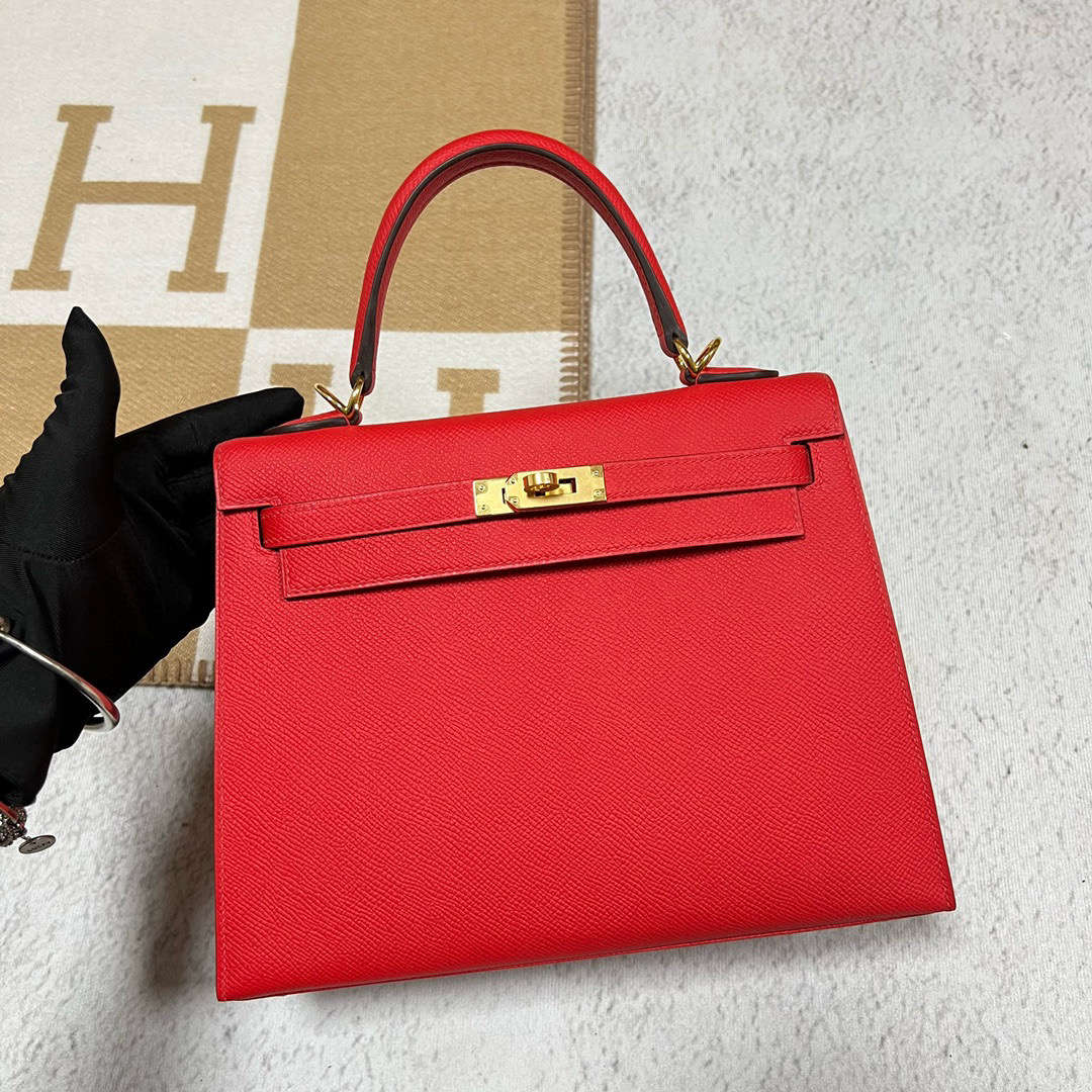 Hermès（爱马仕）Kelly 凯莉包 Epsom S3 心红色 金扣 25cm
