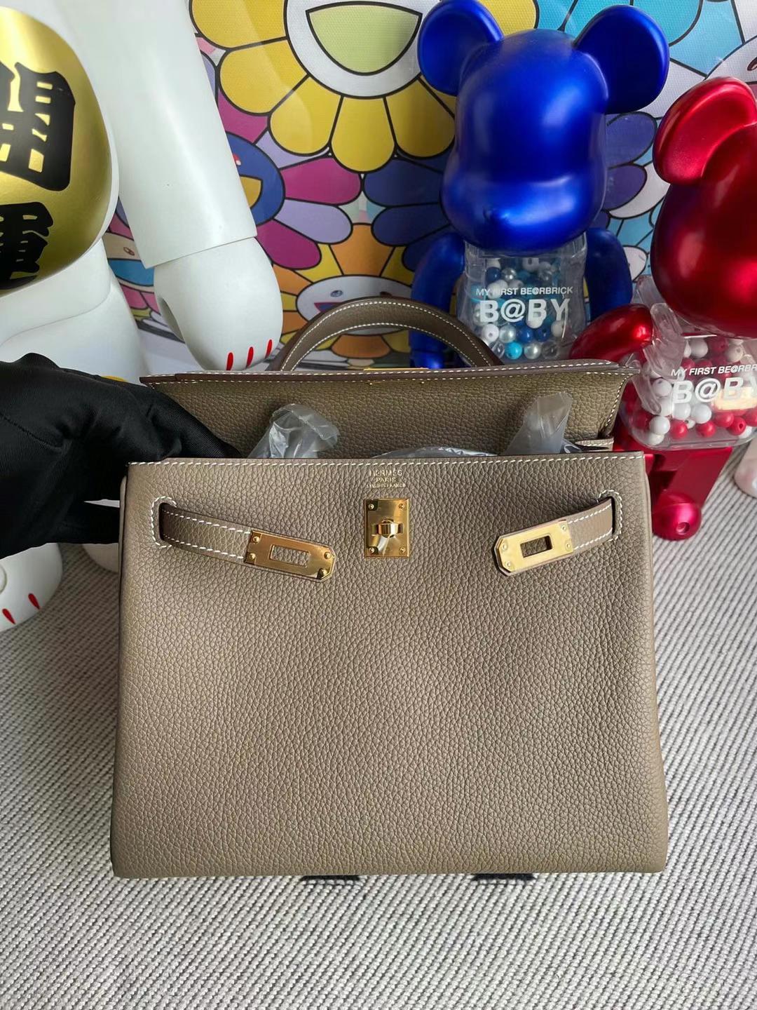Hermès（爱马仕）Kelly 凯莉包 Togo Ck18 大象灰 Ghw 顶级工艺 全手工缝制 金扣 25cm