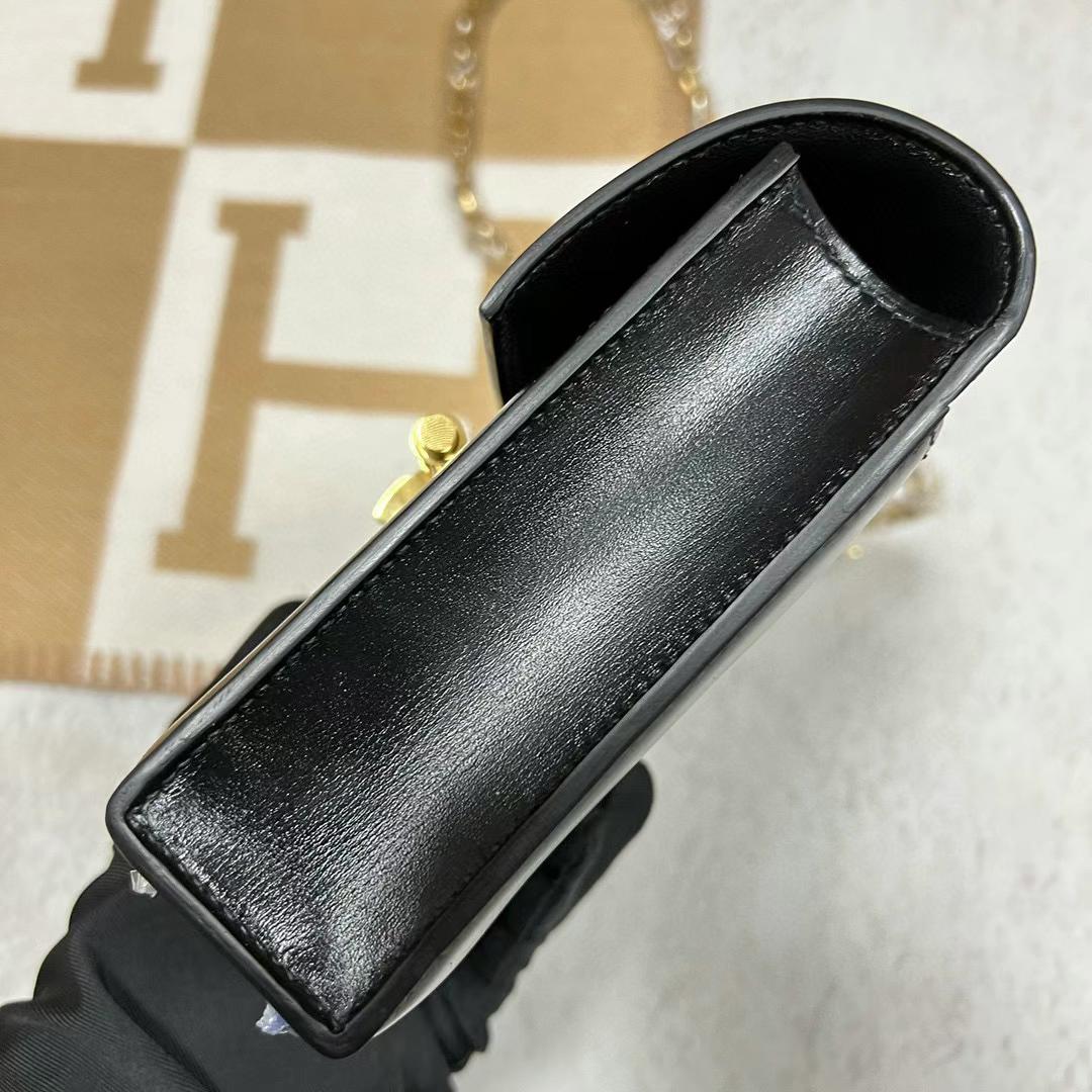 Hermès（爱马仕）Verrou 机枪包 Boxcalf Ck89 黑色 金扣 17.5cm