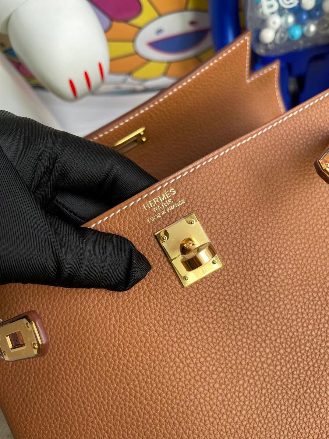 Hermès（爱马仕）Kelly 凯莉包 Togo Ck37 金棕色 Ghw 顶级工艺 全手工缝制 金扣 25cm