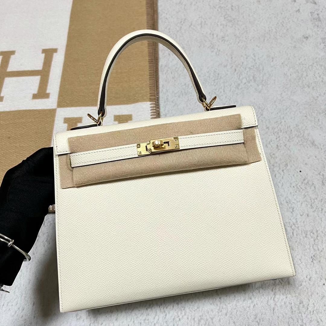 Hermès（爱马仕）Kelly 凯莉包 Epsom i2 奶油白 金扣 25cm