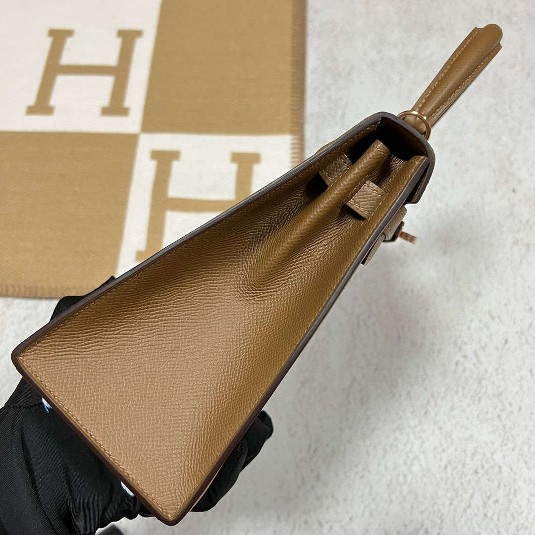 Hermès（爱马仕）Kelly 凯莉包 Epsom 3G 栗子色 玫瑰金扣 25cm