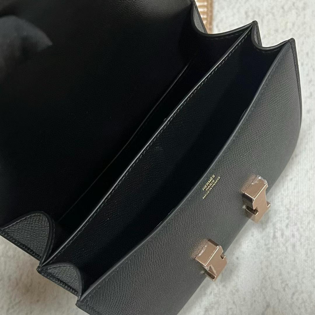 Hermès（爱马仕）Constance 康斯坦斯 Epsom Ck89 黑色 玫瑰金扣 19cm