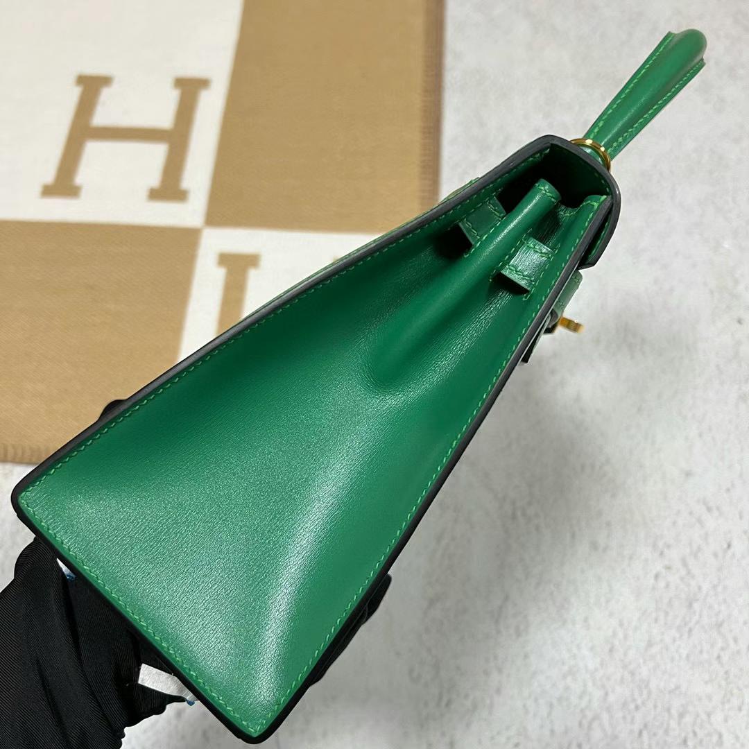 Hermès（爱马仕）Kelly 凯莉包 Boxcalf 1K 竹子绿 金扣 25cm